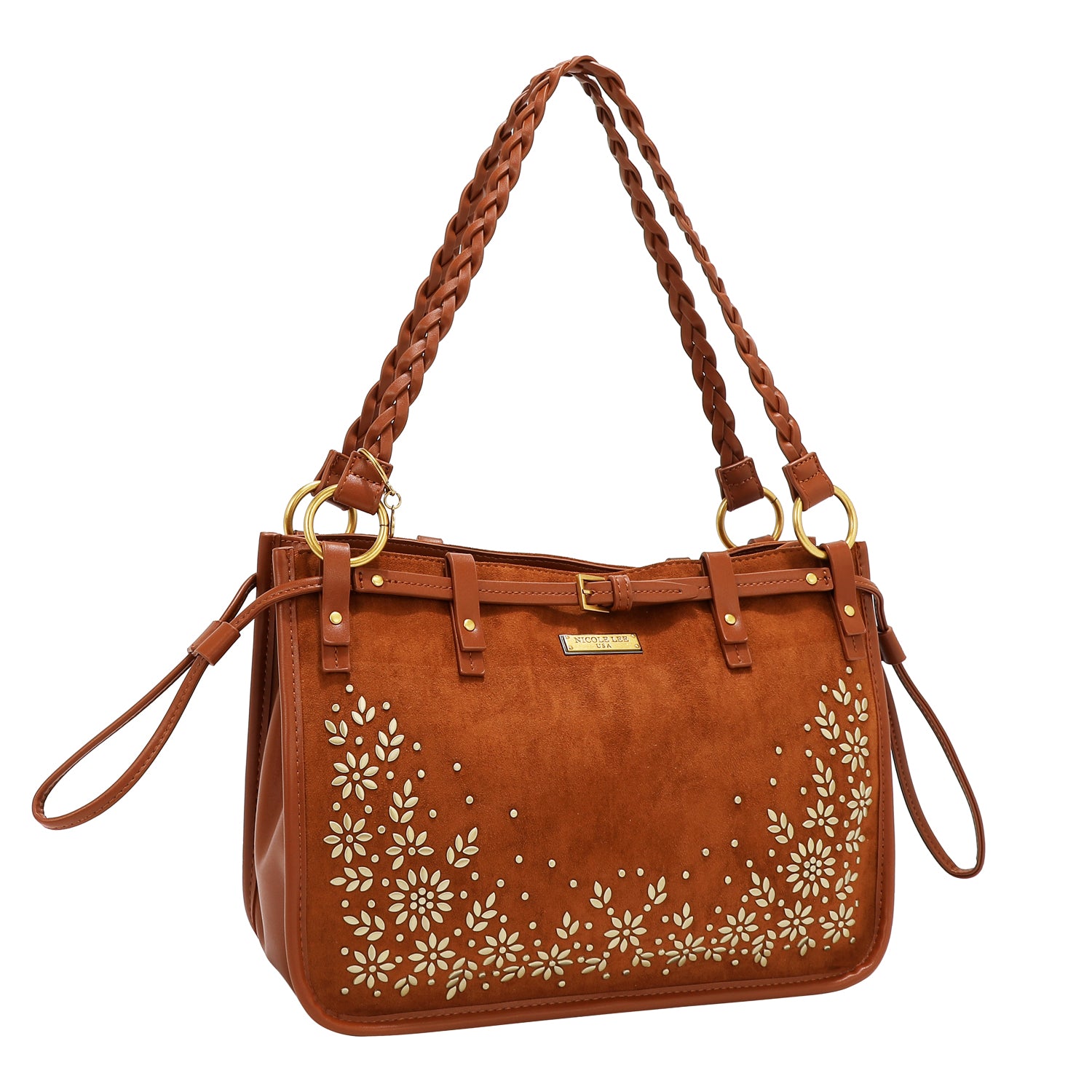 SAC À MAIN AVEC DESIGN FLORAL (MARRON)