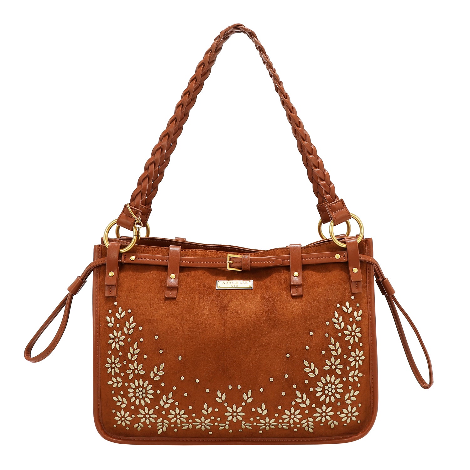 SAC À MAIN AVEC DESIGN FLORAL (MARRON)