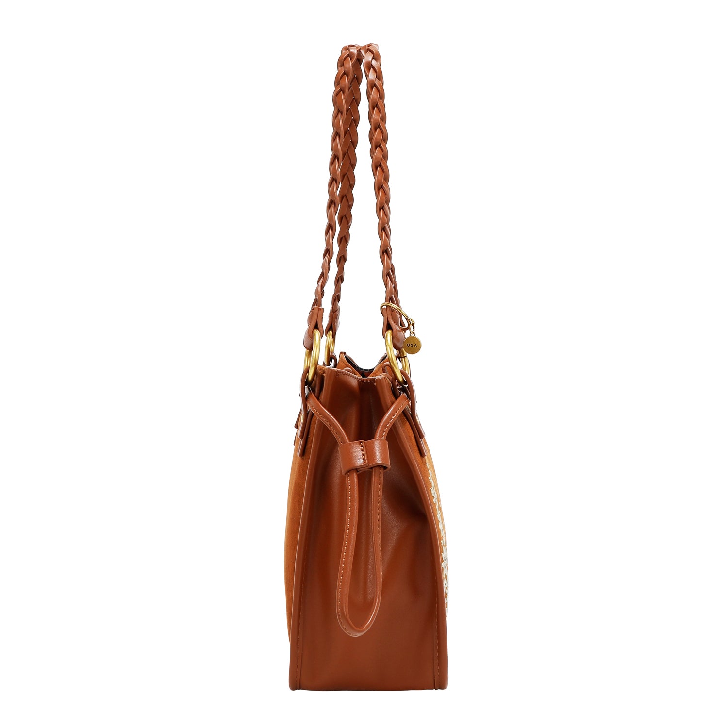 HANDTASCHE MIT BLUMENDESIGN (BRAUN)