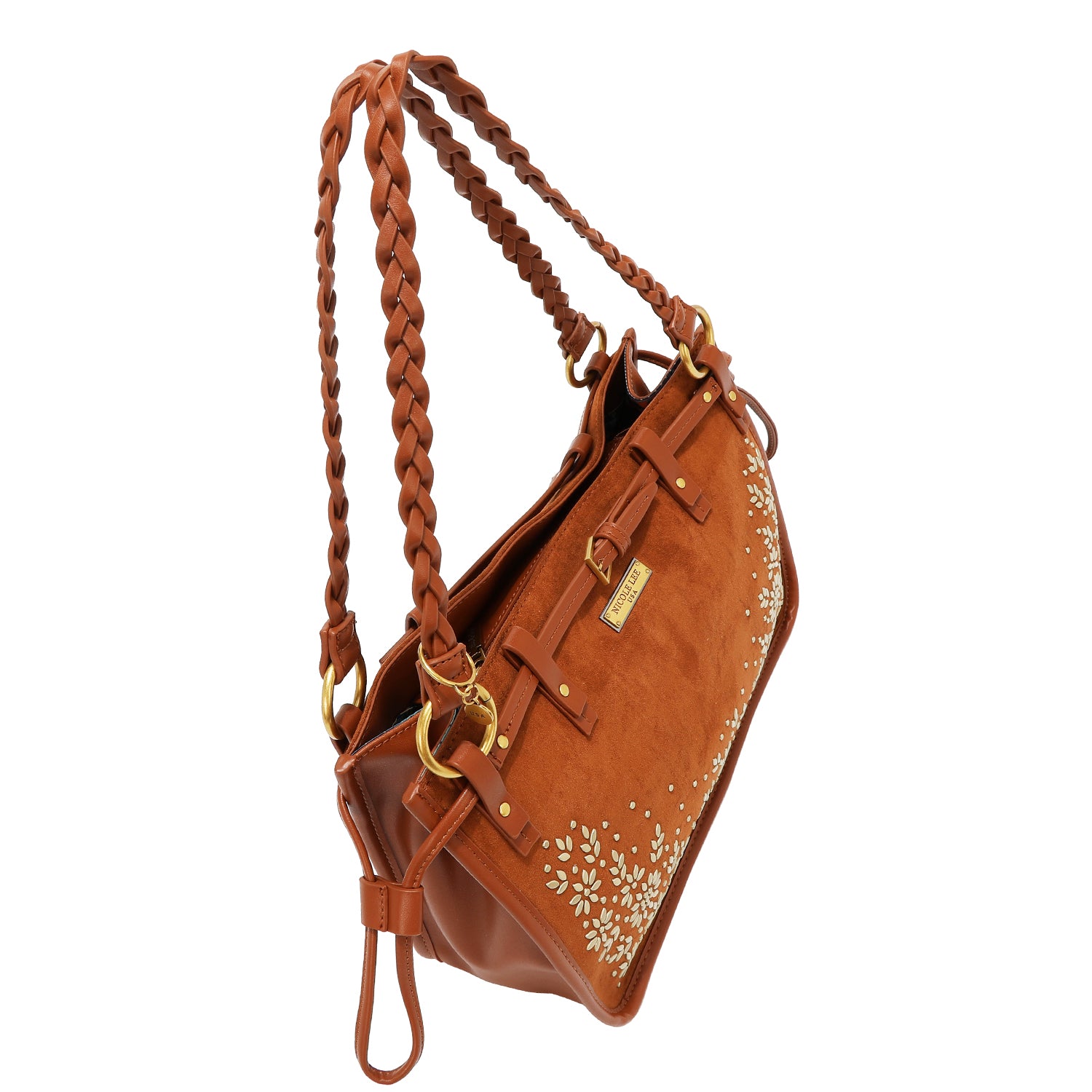 HANDTASCHE MIT BLUMENDESIGN (BRAUN)