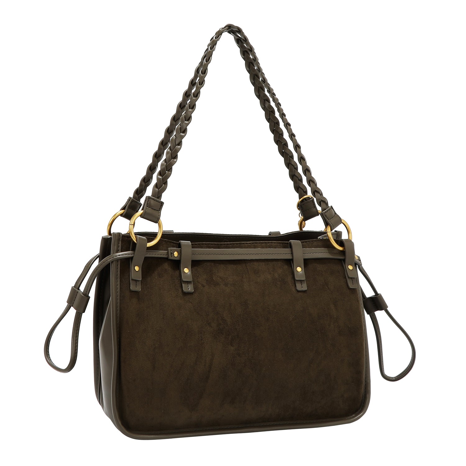 HANDTASCHE MIT BLUMENDESIGN (OLIVE)