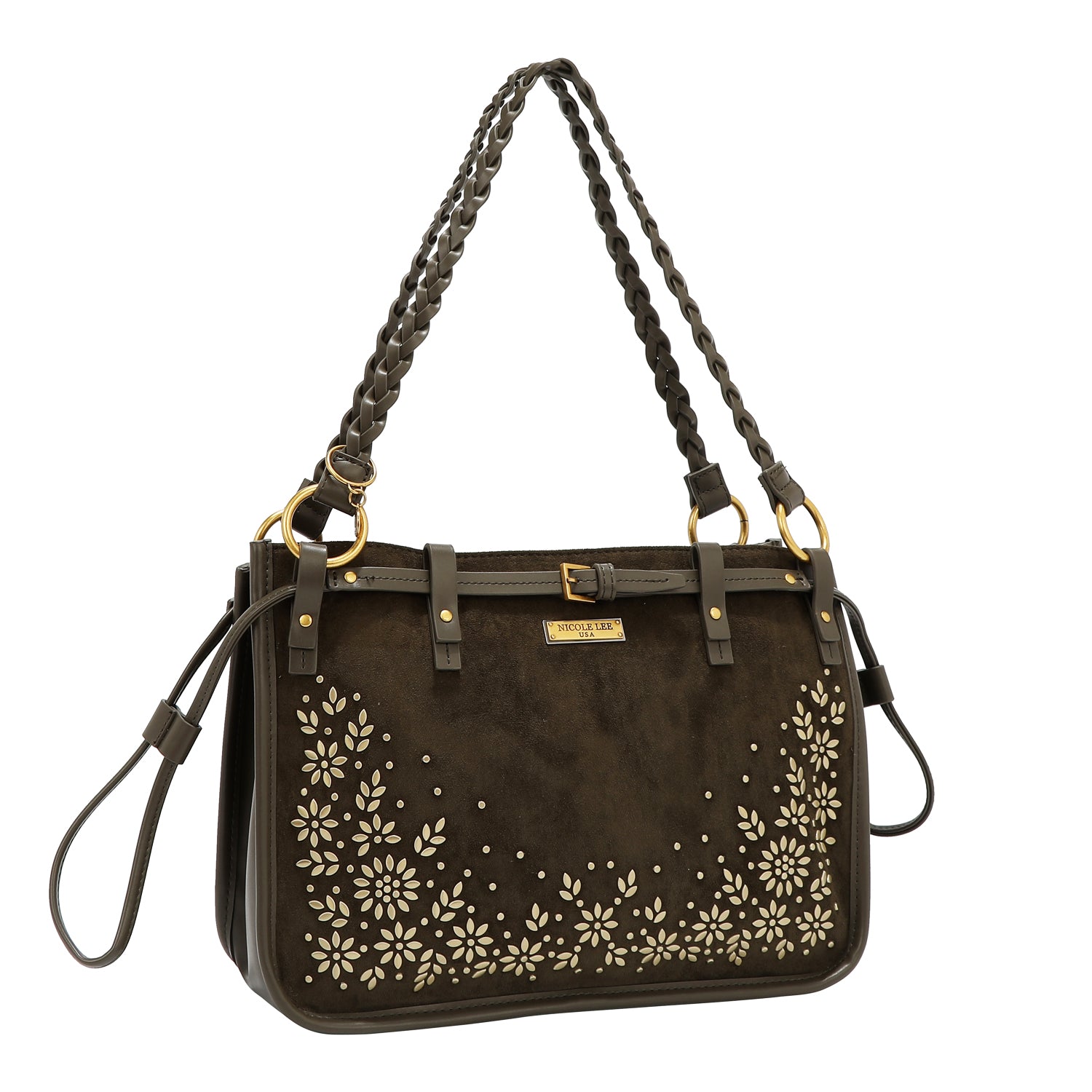 SAC À MAIN AVEC DESIGN FLORAL (OLIVE)