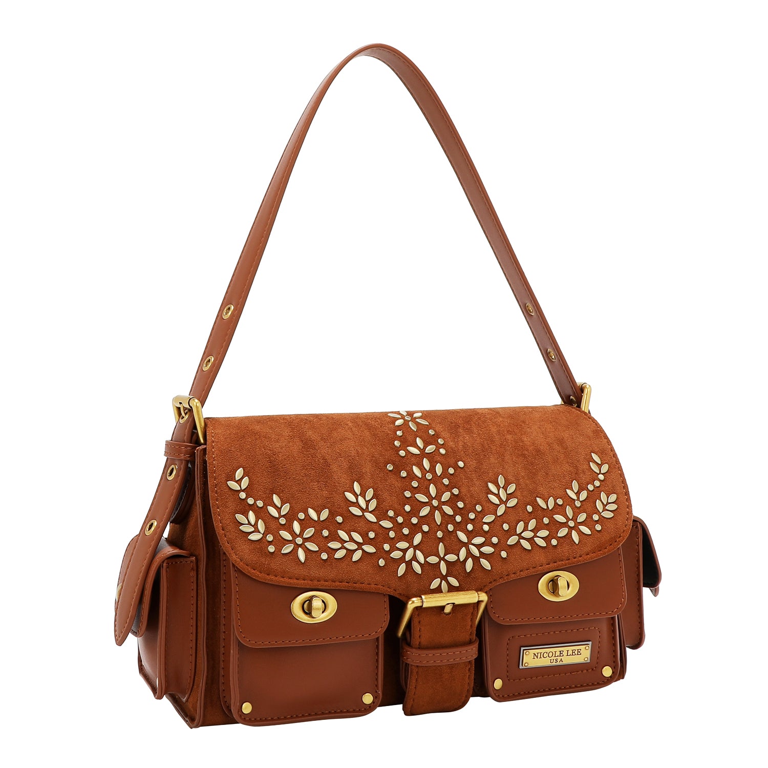 BOLSA COM DESENHO FLORAL (MARROM)