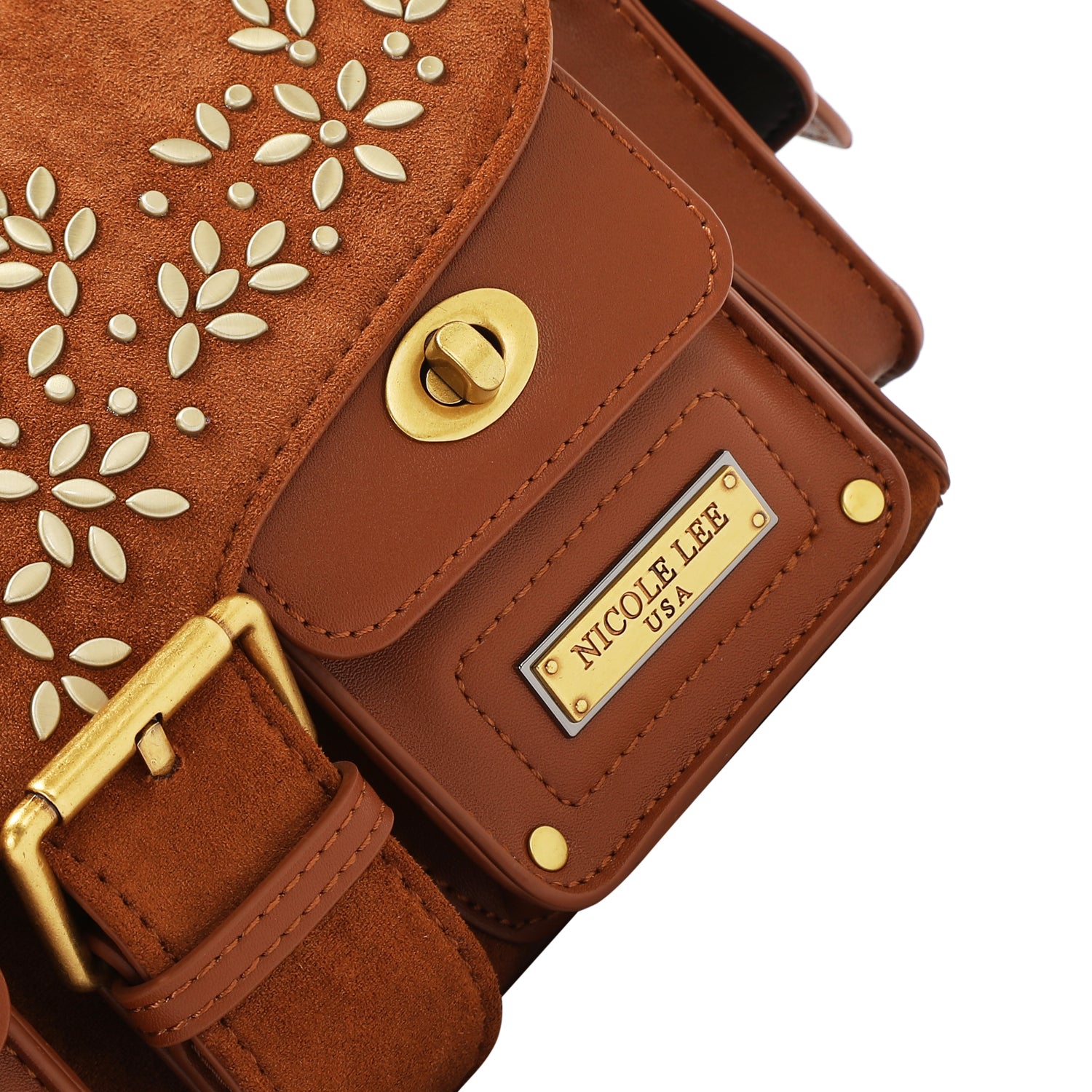 BOLSA COM DESENHO FLORAL (MARROM)