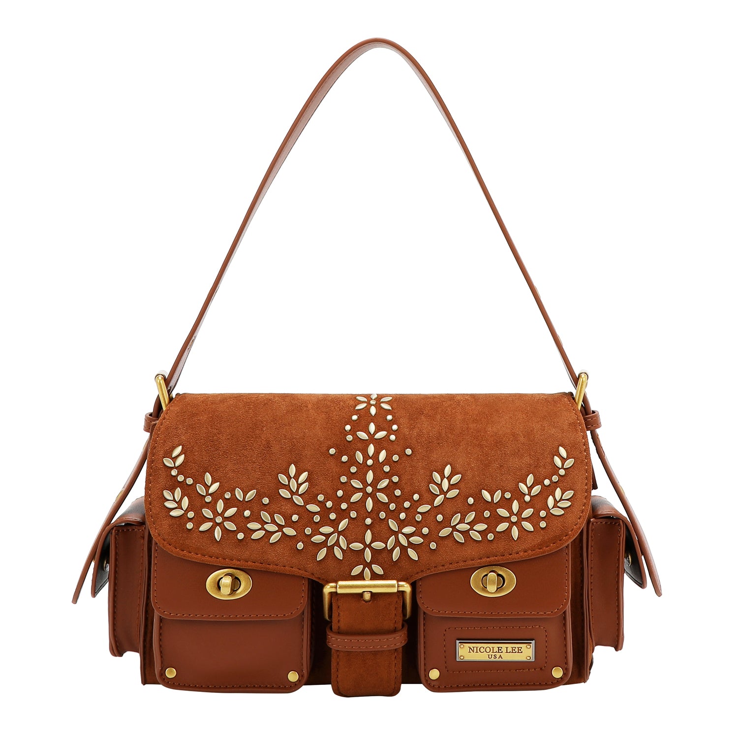 BOLSA COM DESENHO FLORAL (MARROM)