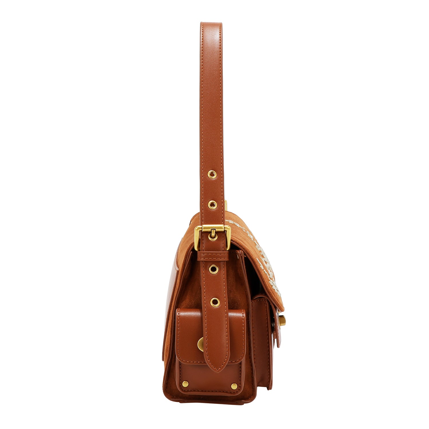 BOLSA COM DESENHO FLORAL (MARROM)
