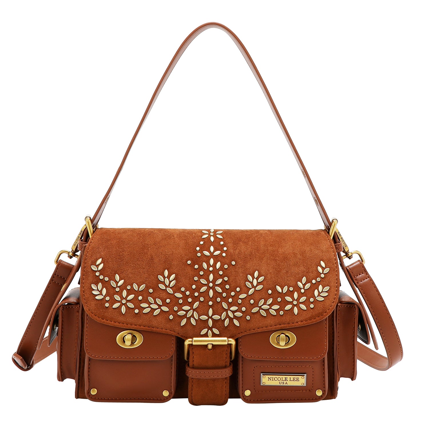 BOLSA COM DESENHO FLORAL (MARROM)