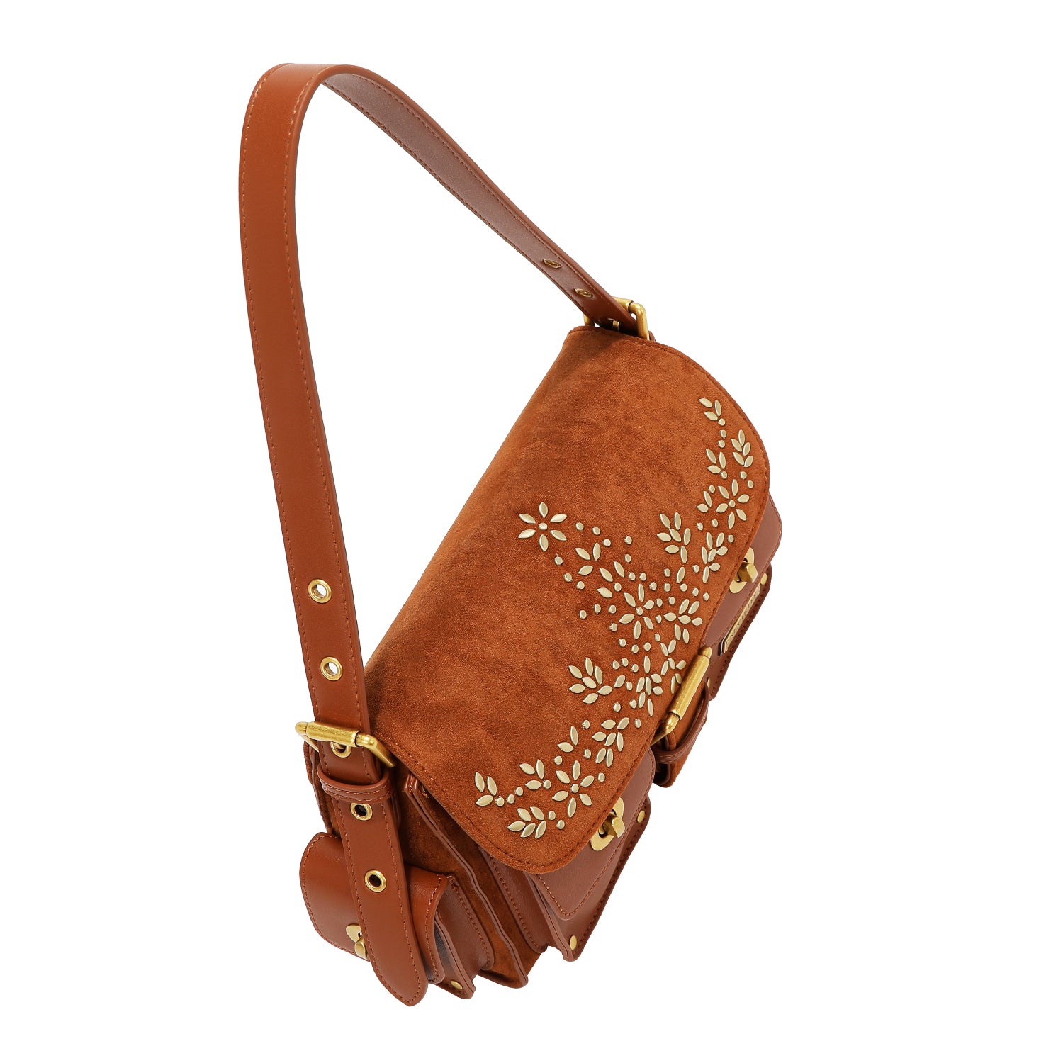 BOLSA COM DESENHO FLORAL (MARROM)
