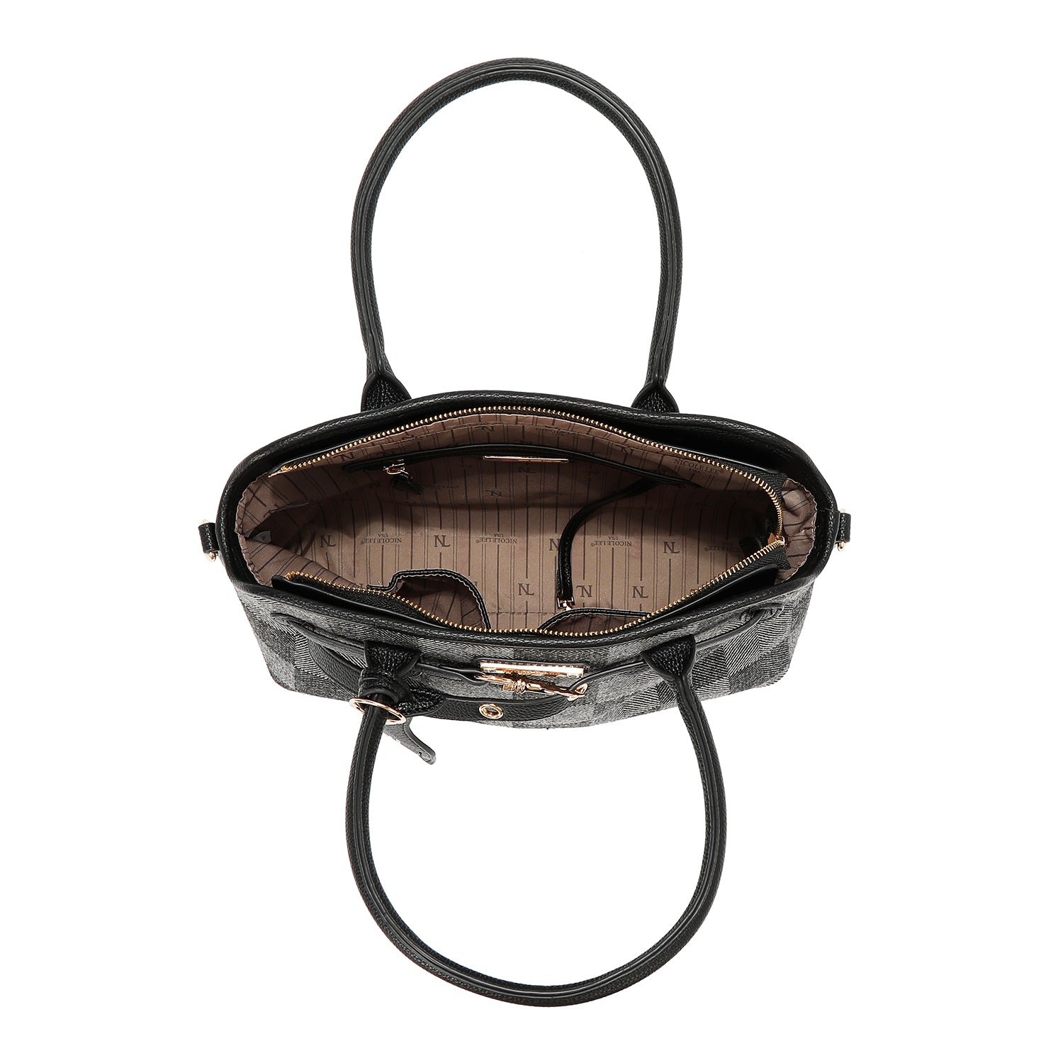 BOLSO TOTE CHIC CON CUADROS (NEGRO)