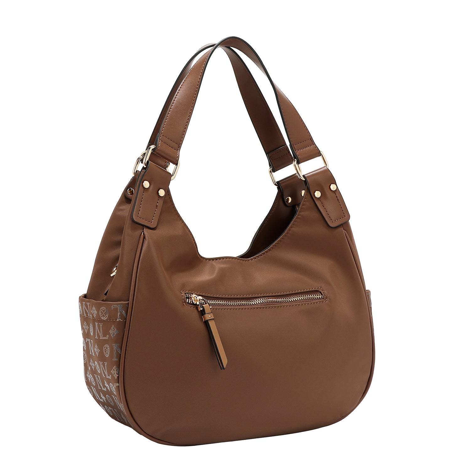 BOLSO DE HOMBRO CON LOGO MONOGRAMA (MARRON)
