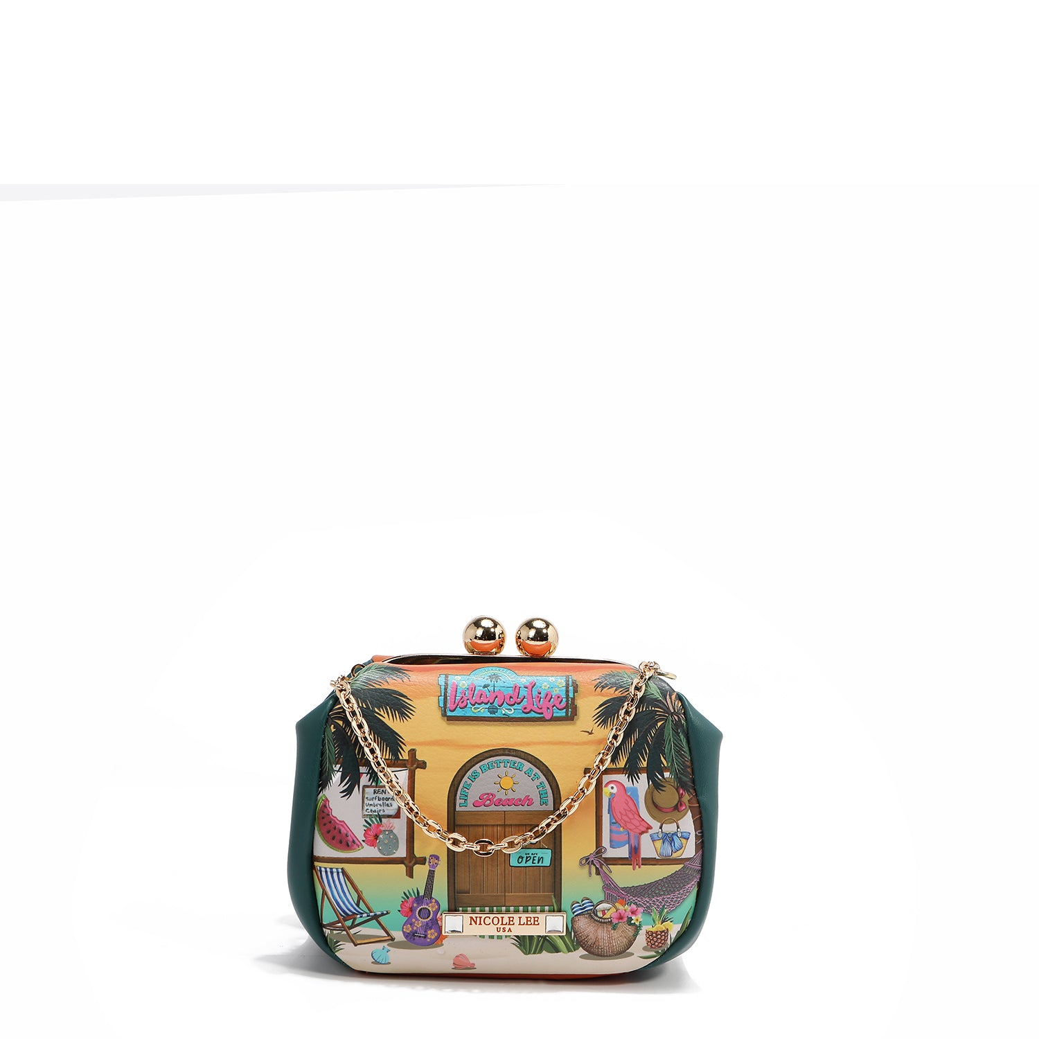 MINI BOLSO CRUZADO CON CIERRE KISS LOCK (SUN & SAND)