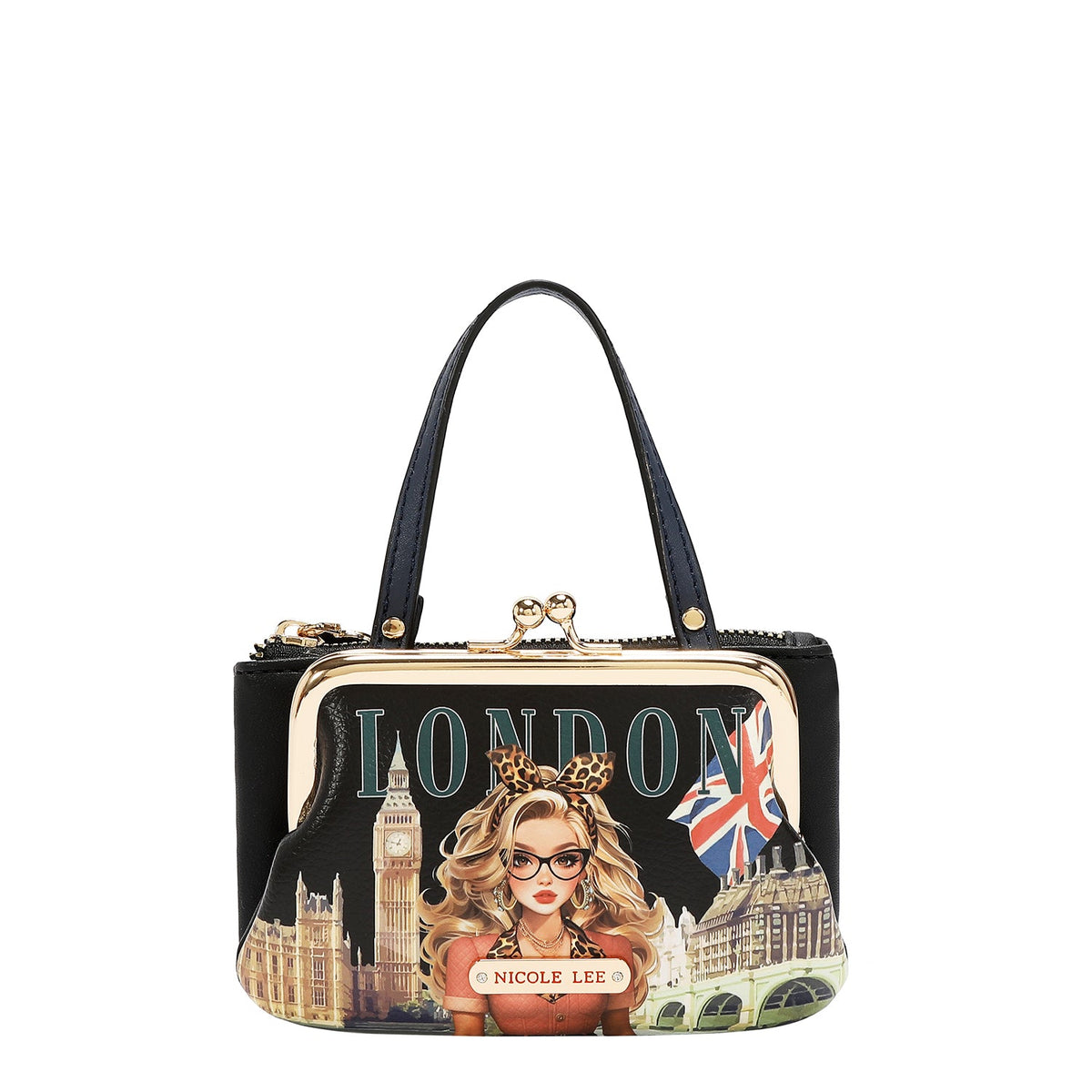 MINI BOLSO CON MARCO Y ASA SUPERIOR (LONDON EYE-NEGRO)