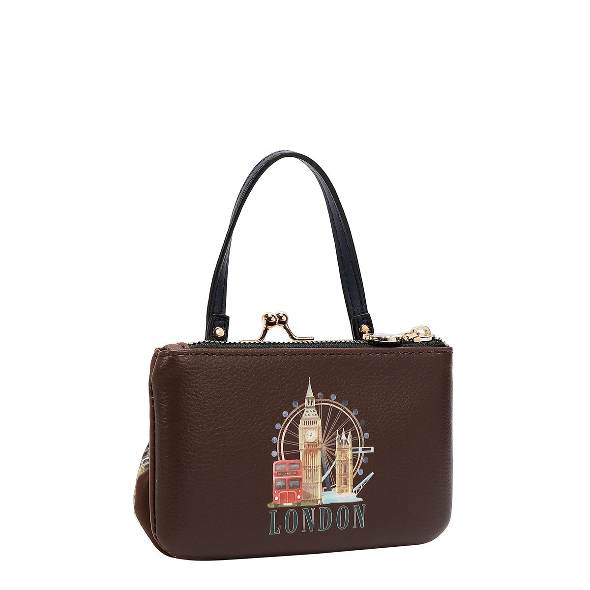 MINI BOLSO CON MARCO Y ASA SUPERIOR (LONDON EYE-MARRON)