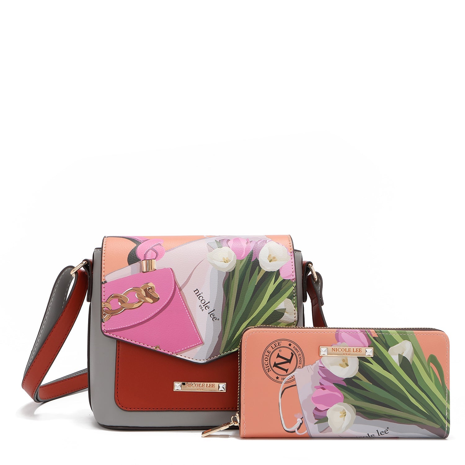 SET DE 3 PIEZAS (MOCHILA, BOLSO CRUZADO, CARTERA) (VIOLET BLOSSOM)