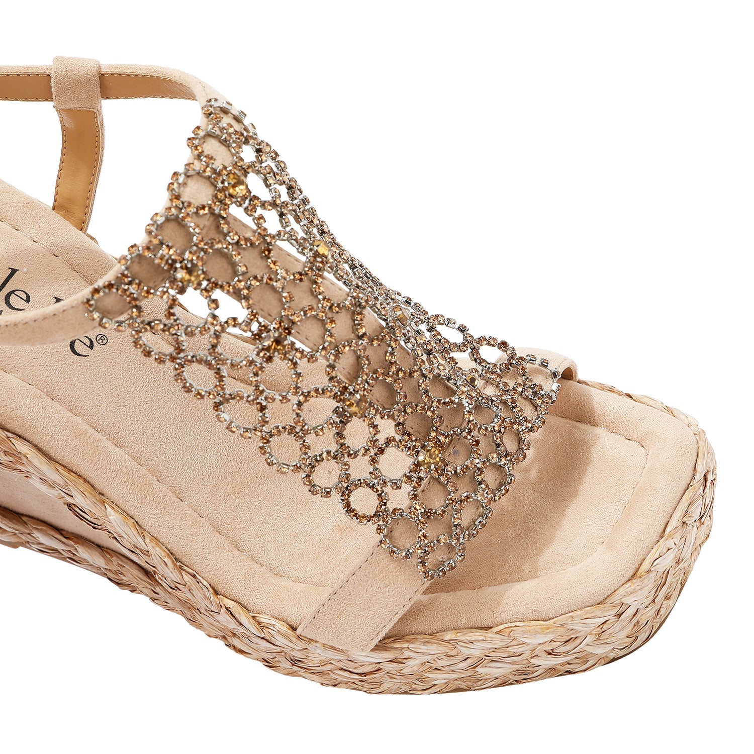 SANDALO CON PLATFORM E CATENA DI CRISTALLI (NATURALE)