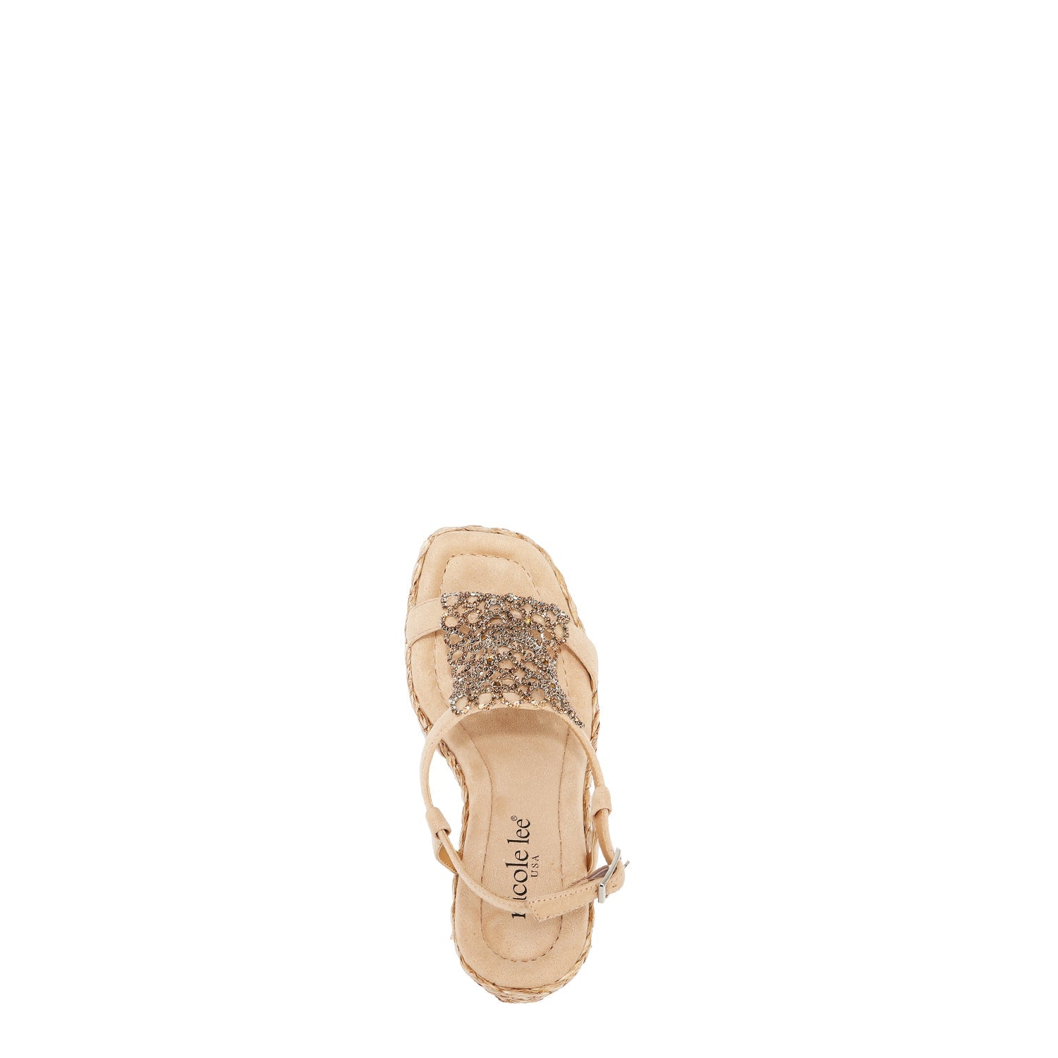 SANDALO CON PLATFORM E CATENA DI CRISTALLI (NATURALE)