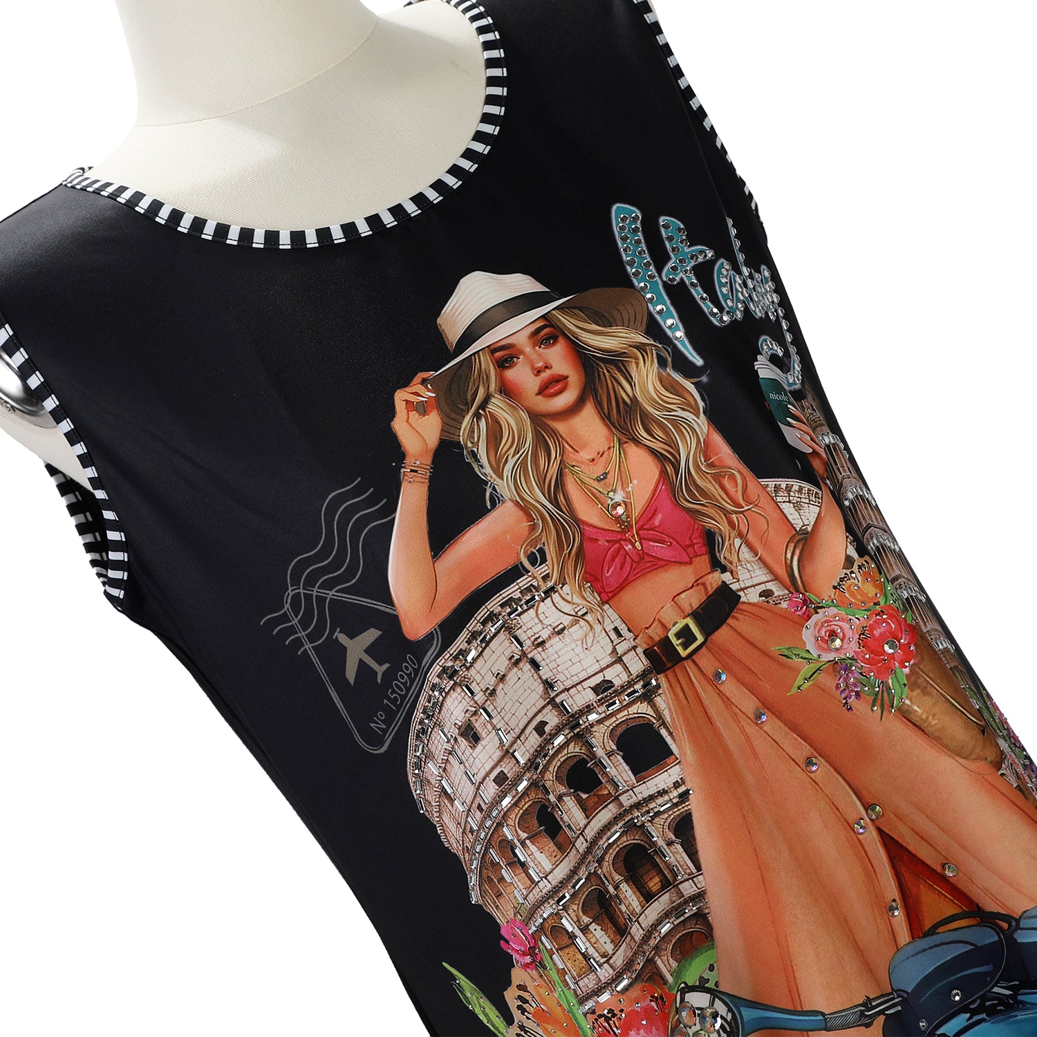 TOP TUNICA NICOLE LEE CON BRILLOS (MARTHA TRAVELS ITALY)