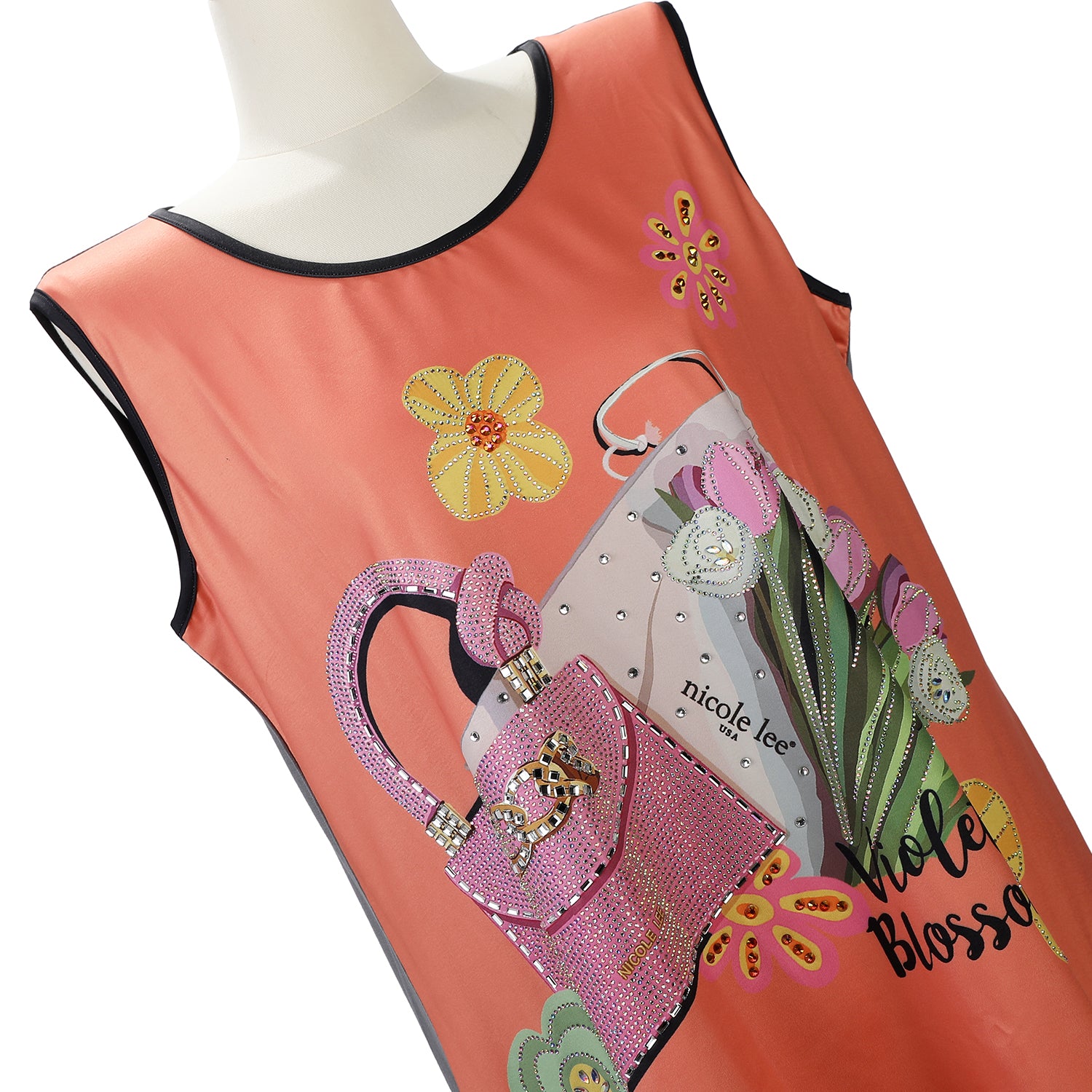 TOP TUNICA NICOLE LEE CON BRILLOS (VIOLET BLOSSOM)