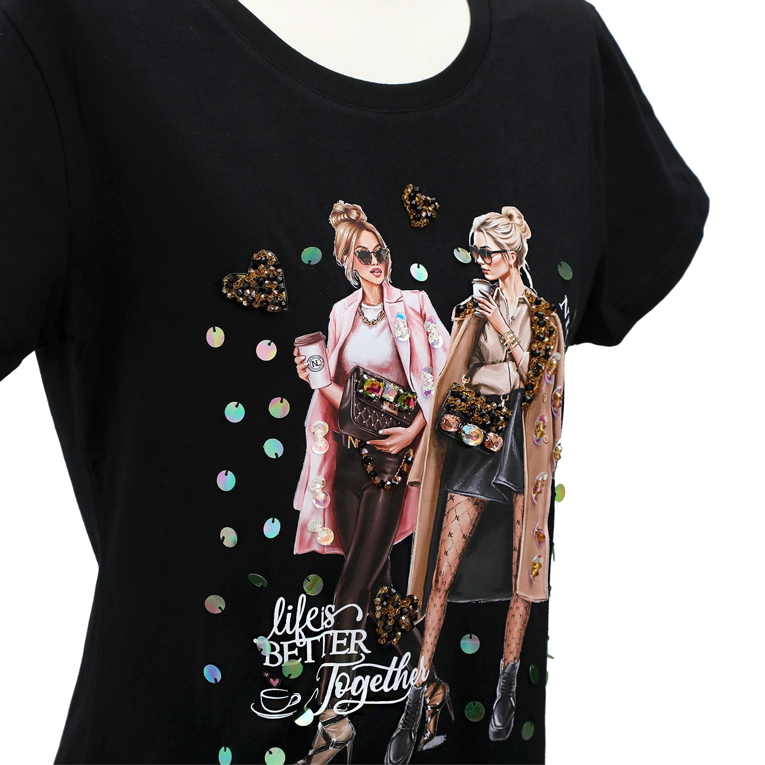 NICOLE LEE FASHION T-SHIRT MIT GLITZER (<tc>LADIES NIGHT OUT</tc>)