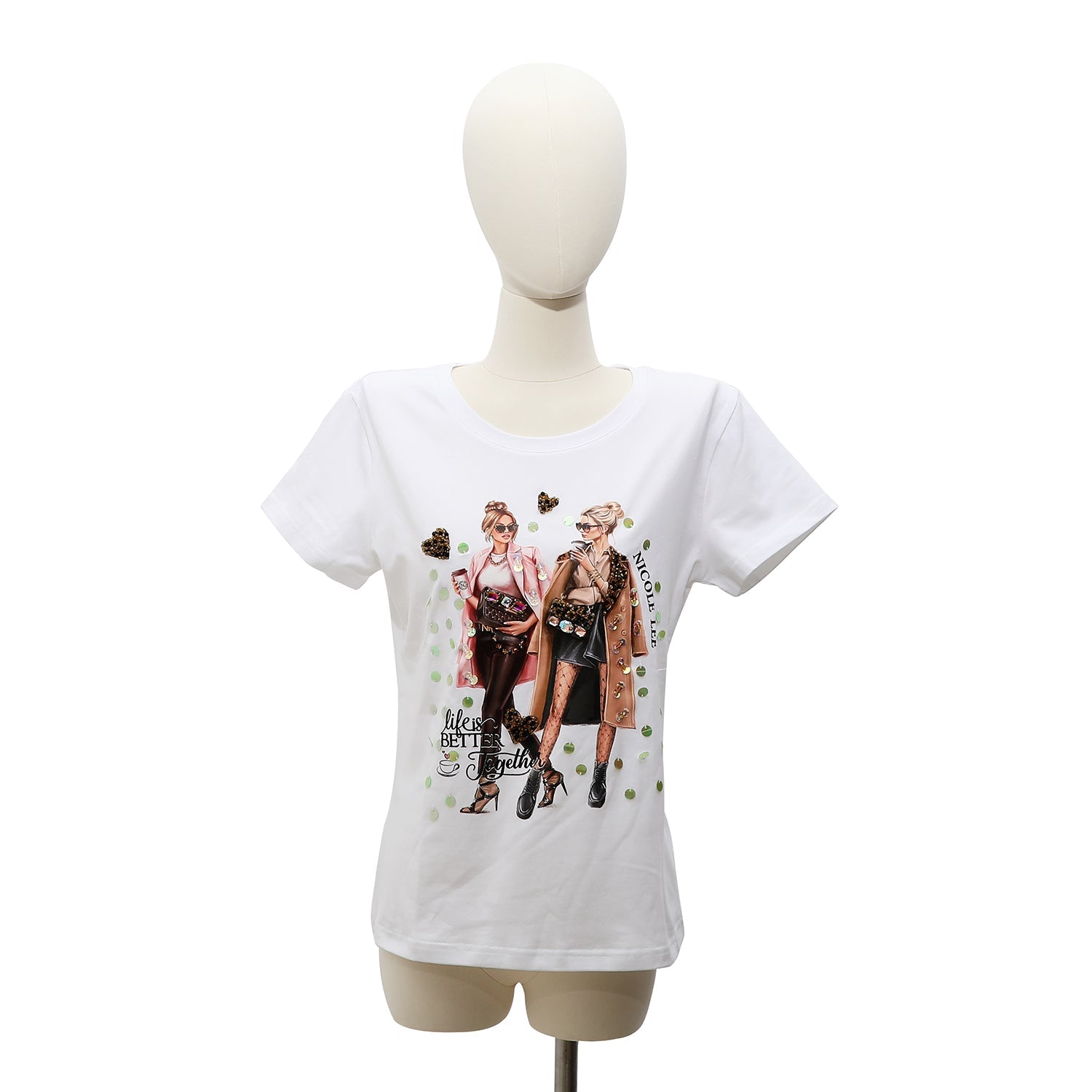 NICOLE LEE FASHION T-SHIRT MIT GLITZER (<tc>LADIES NIGHT OUT</tc>)