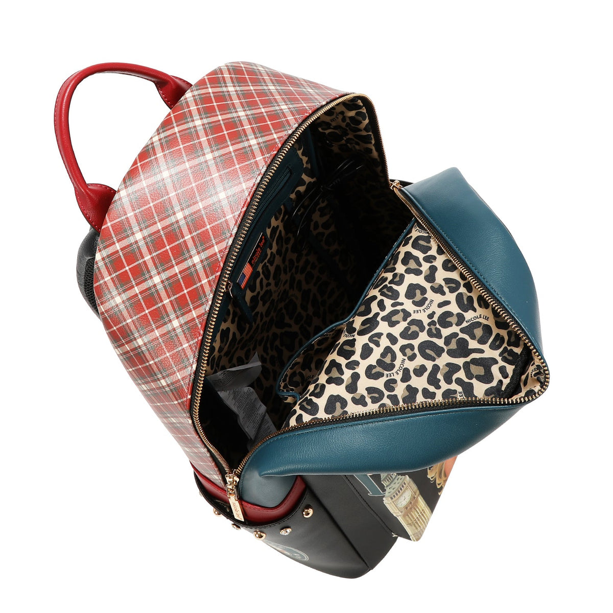 MOCHILA GRANDE DE MODA CON PUERTO DE CARGA USB Y BOLSA (LONDON EYE-NEGRO)