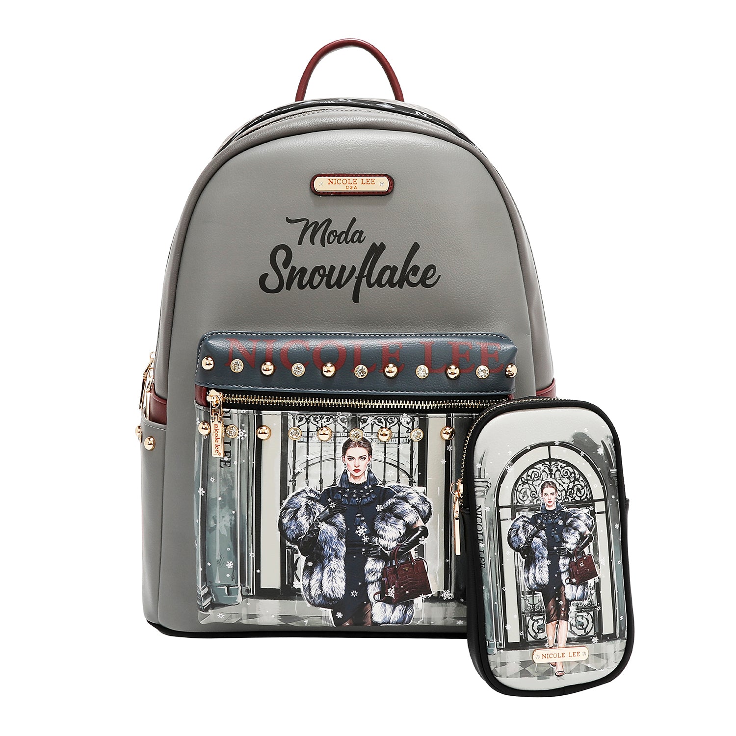 LARGE FASHIONABLE BACKPACK WITH USB CHARGING PORT AND BAG (<tc>MODA SNOWFLAKE</tc>)