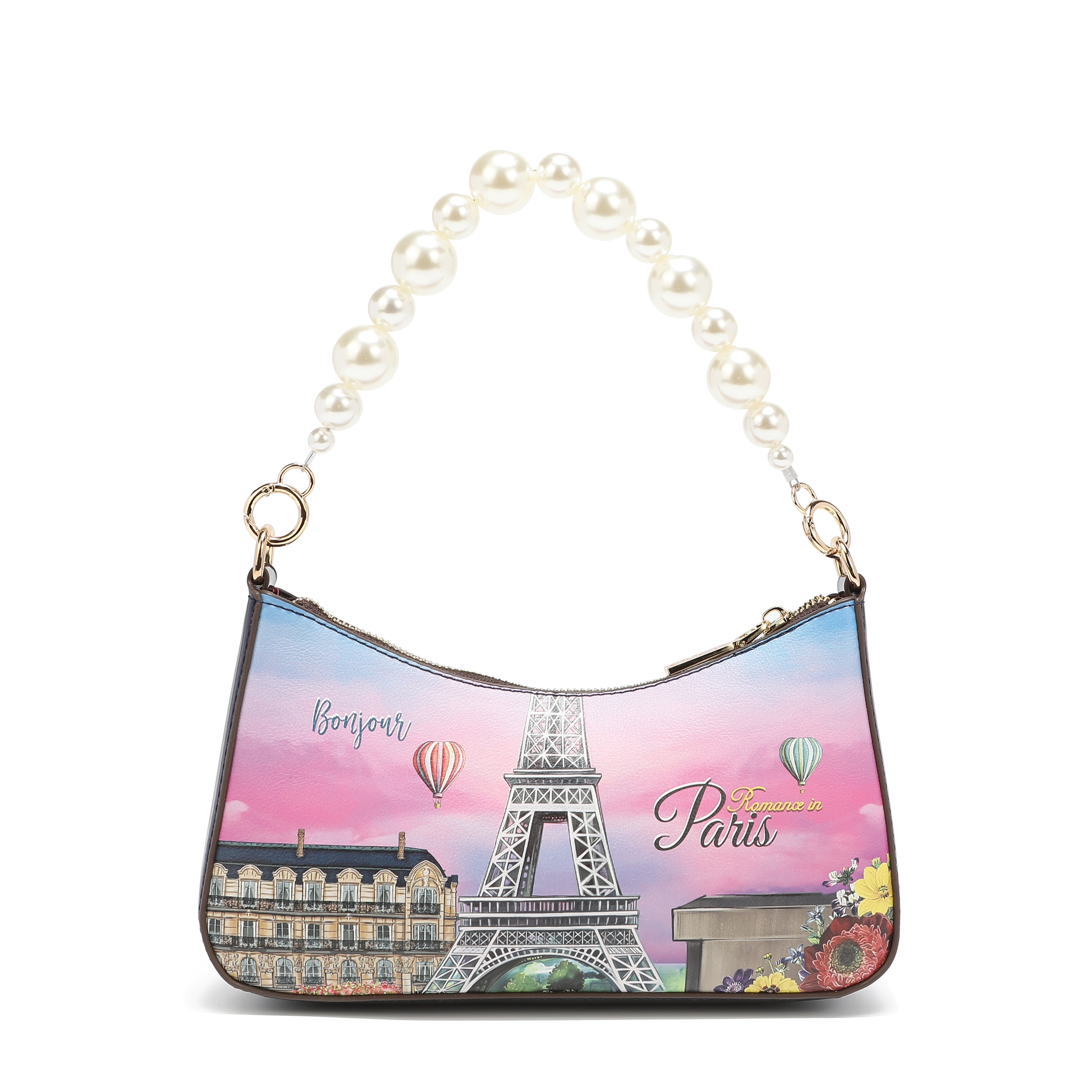 BOLSO DE HOMBRO CON MANIJA DE PERLAS