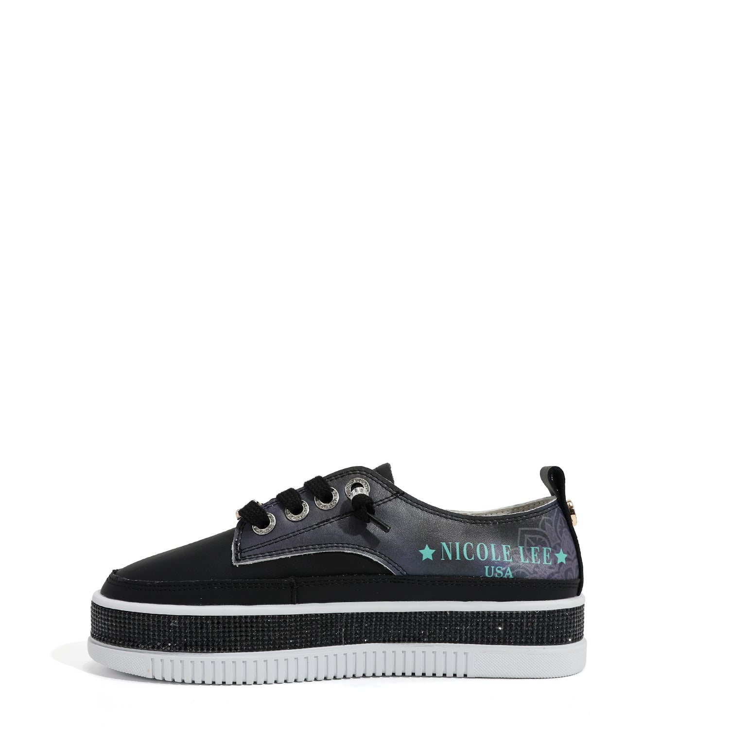 LEDERSNEAKER MIT PLATEAU UND STRASS (<tc>DREAM COMES TRUE</tc>)