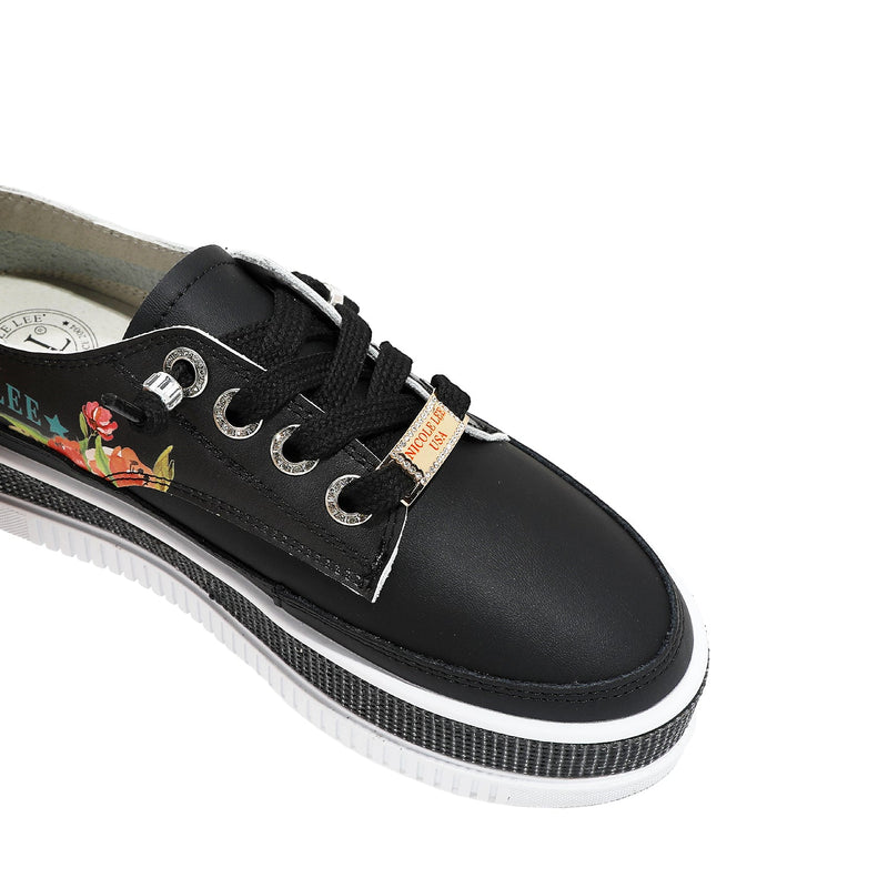 LEATHER SNEAKER WITH PLATFORM AND RHINESTONE (<tc>MARTHA TRAVELS ITALY</tc>)