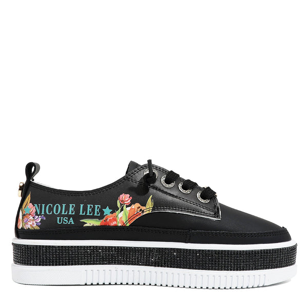 LEATHER SNEAKER WITH PLATFORM AND RHINESTONE (<tc>MARTHA TRAVELS ITALY</tc>)