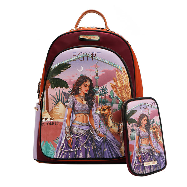 LAPTOP BACKPACK WITH USB CHARGING PORT (<tc>QUEEN CLEOPATRA</tc>)