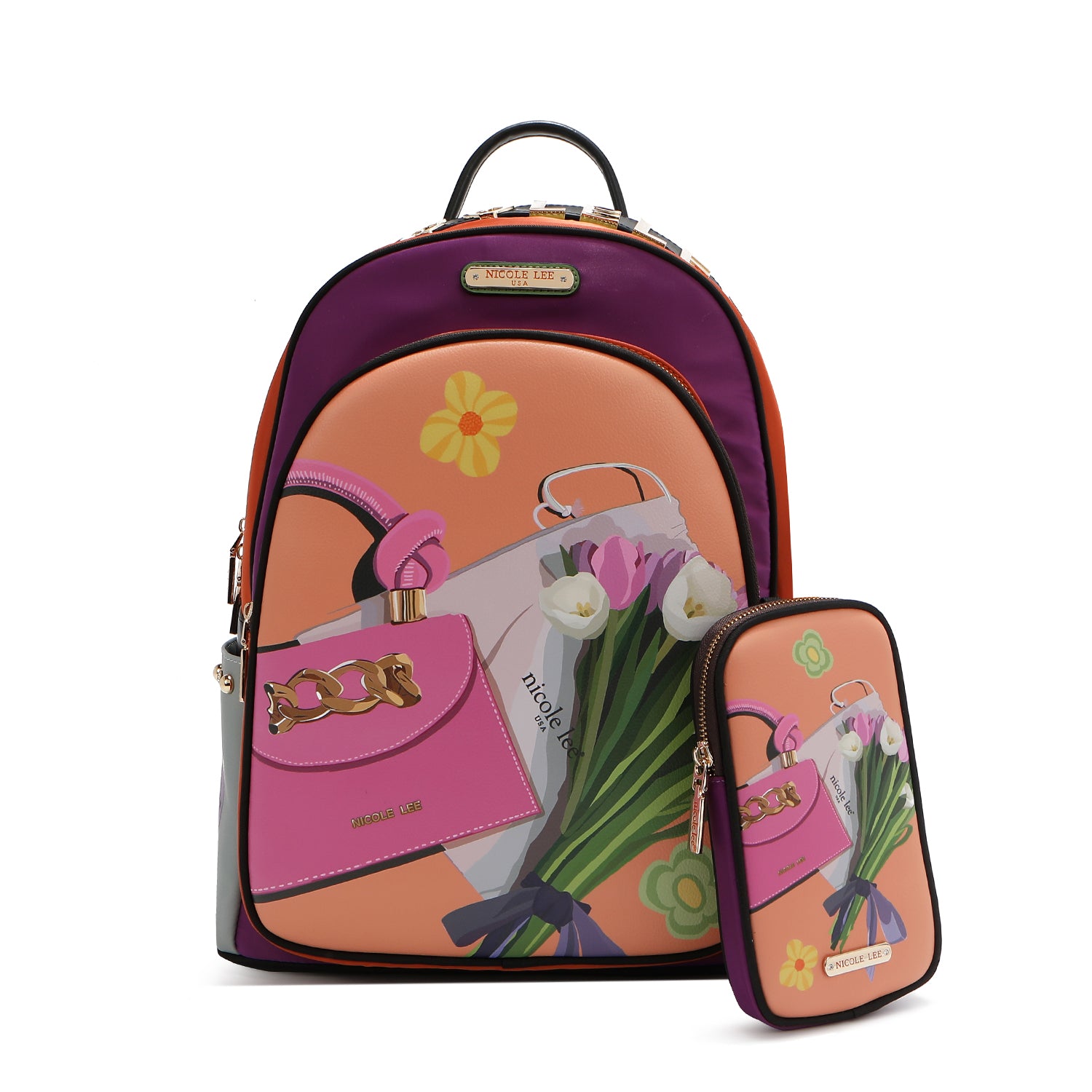 MOCHILA PARA PORTÁTIL CON PUERTO DE CARGA USB (VIOLET BLOSSOM)