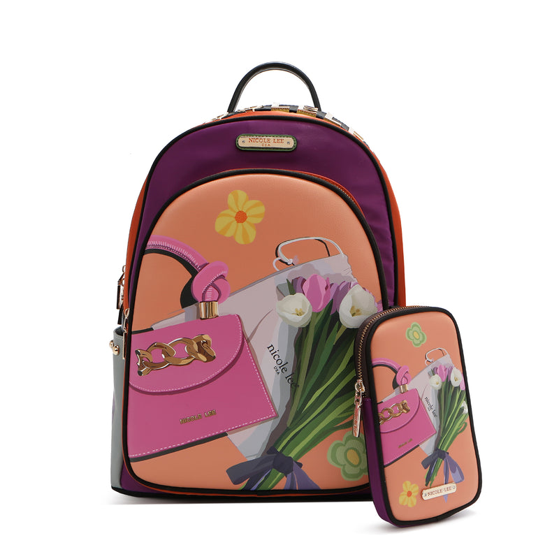 LAPTOP BACKPACK WITH USB CHARGING PORT (<tc>VIOLET BLOSSOM</tc>)