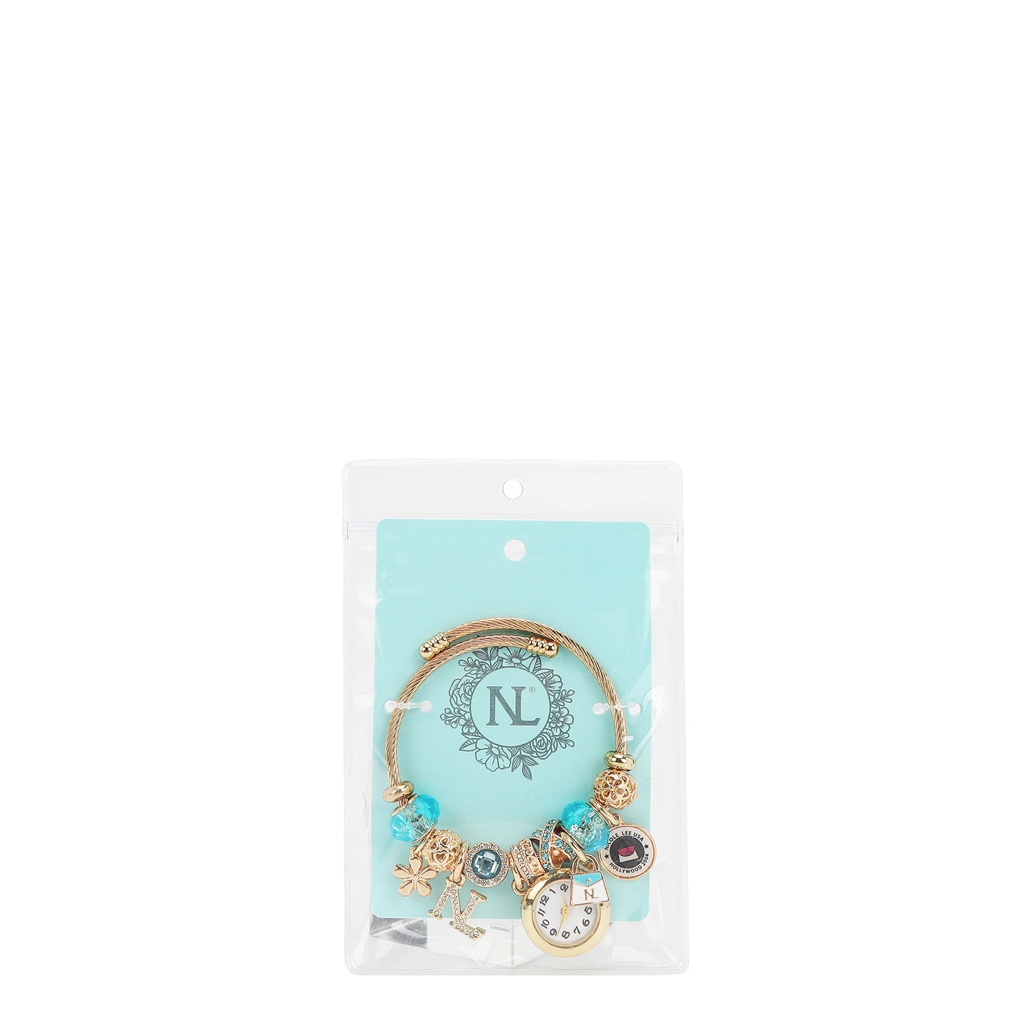 PULSERA CON DIJE DE RELOJ (AZUL)