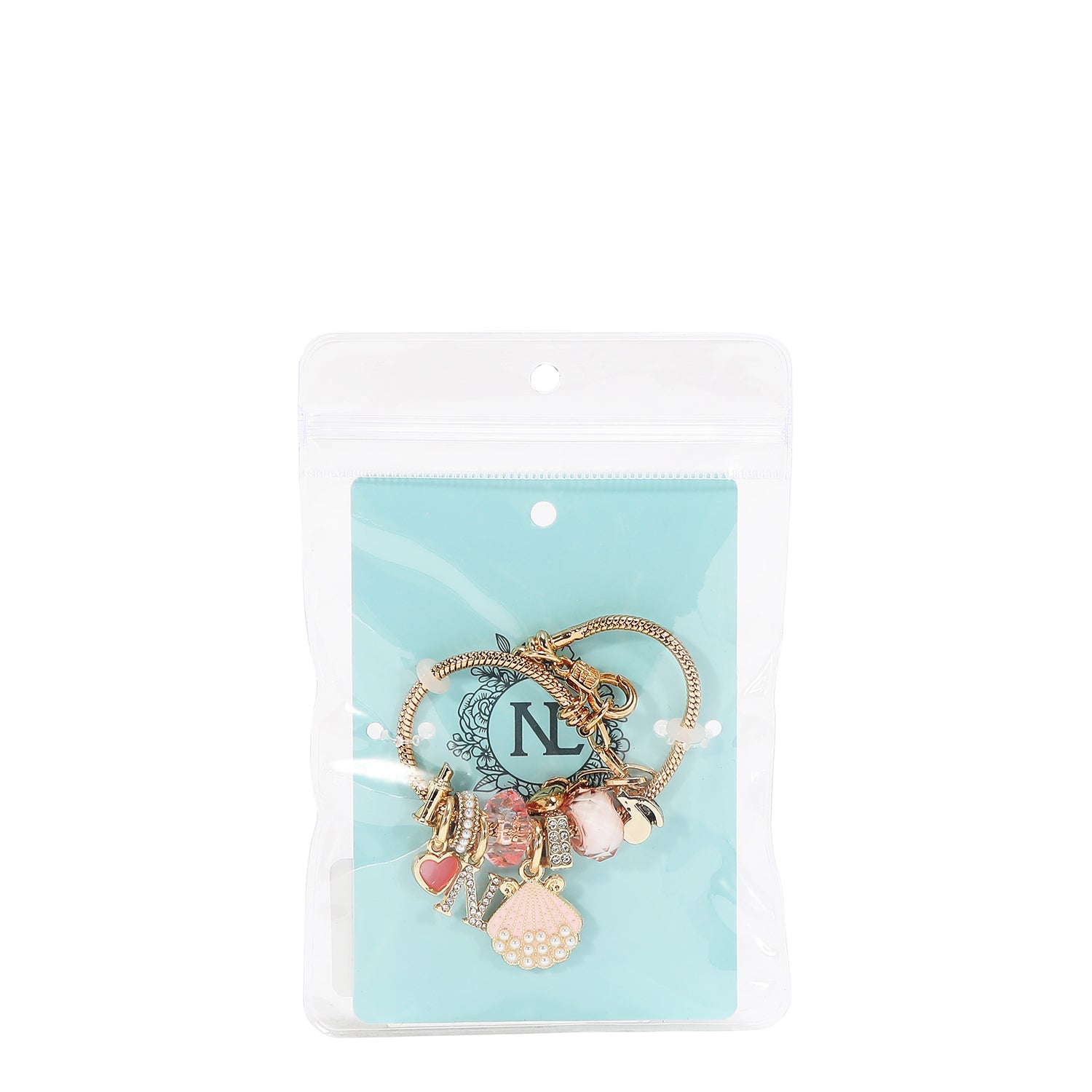 PULSERA DE CADENA CON DIJE (ROSA)