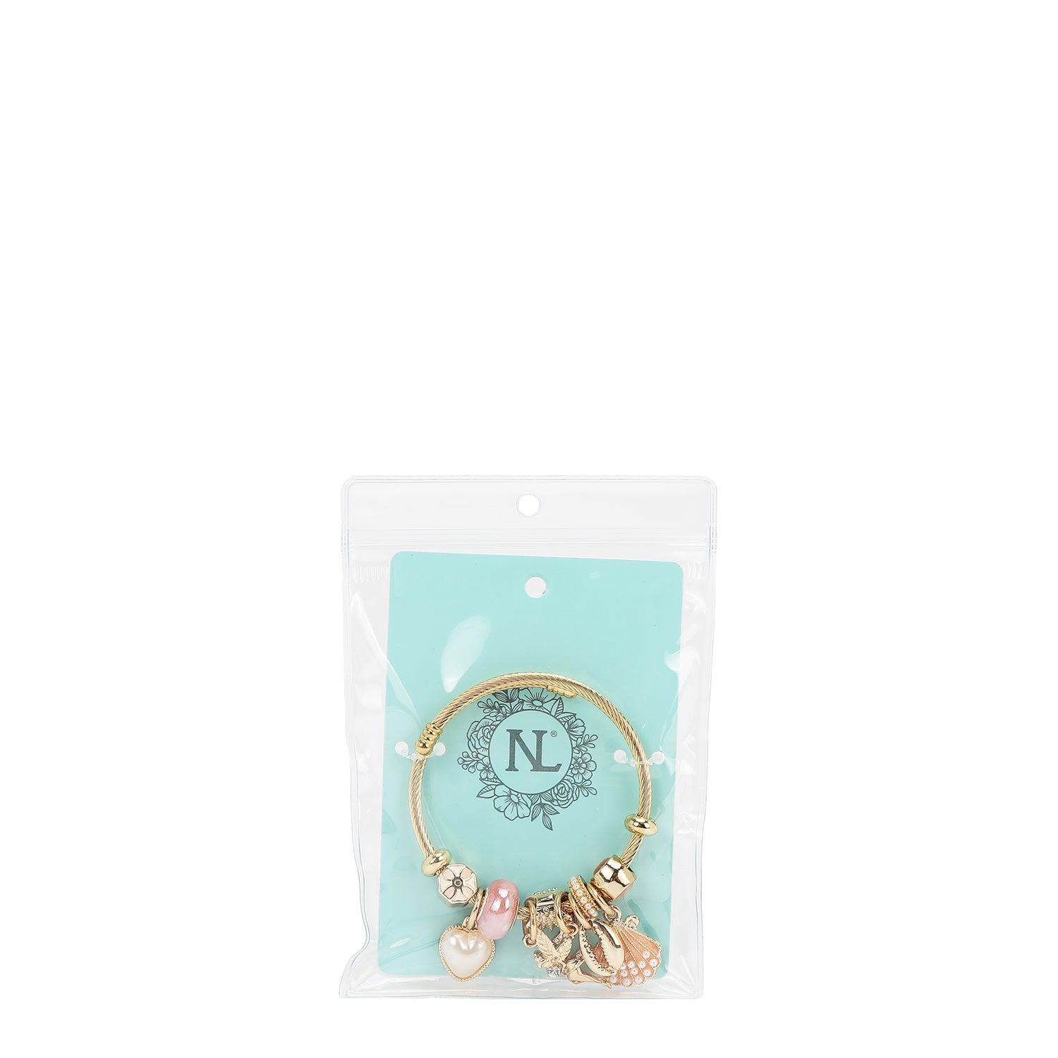 PULSERA CON DIJES DE OCEANO ROMANTICO (ROSA)