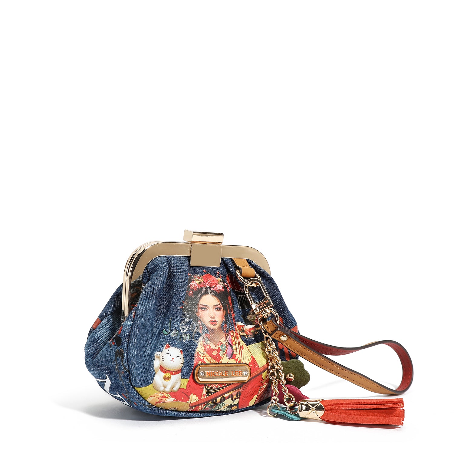 PORTAFOGLIO MINI CON TRACOLLA DENIM (<tc>AKIKO LA BELLEZA</tc>)