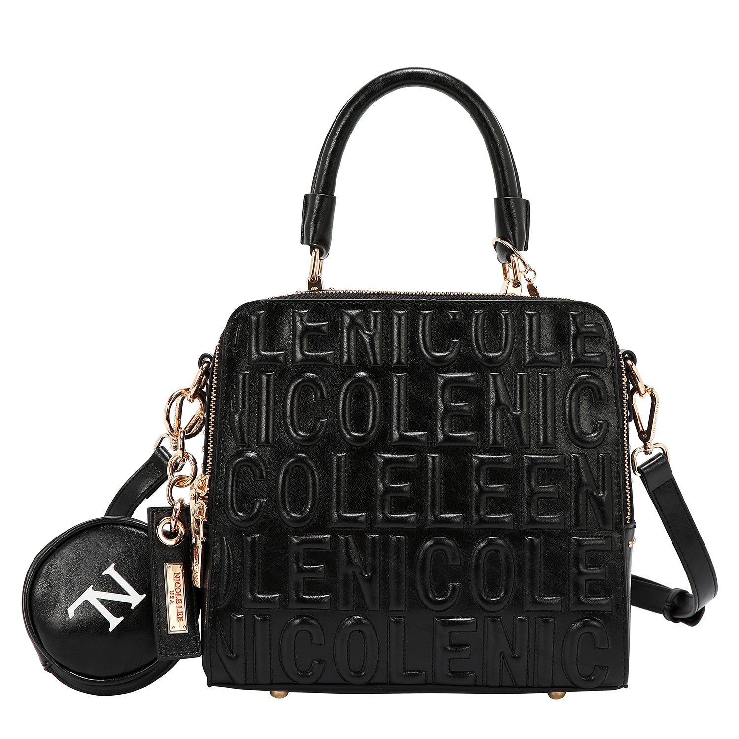 BORSA QUADRATA CON LOGO IN RILIEVO (NERA)