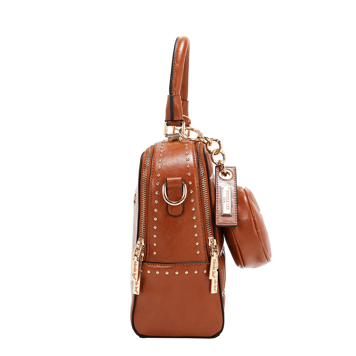 BORSA QUADRATA CON LOGO IN RILIEVO (MARRONE)