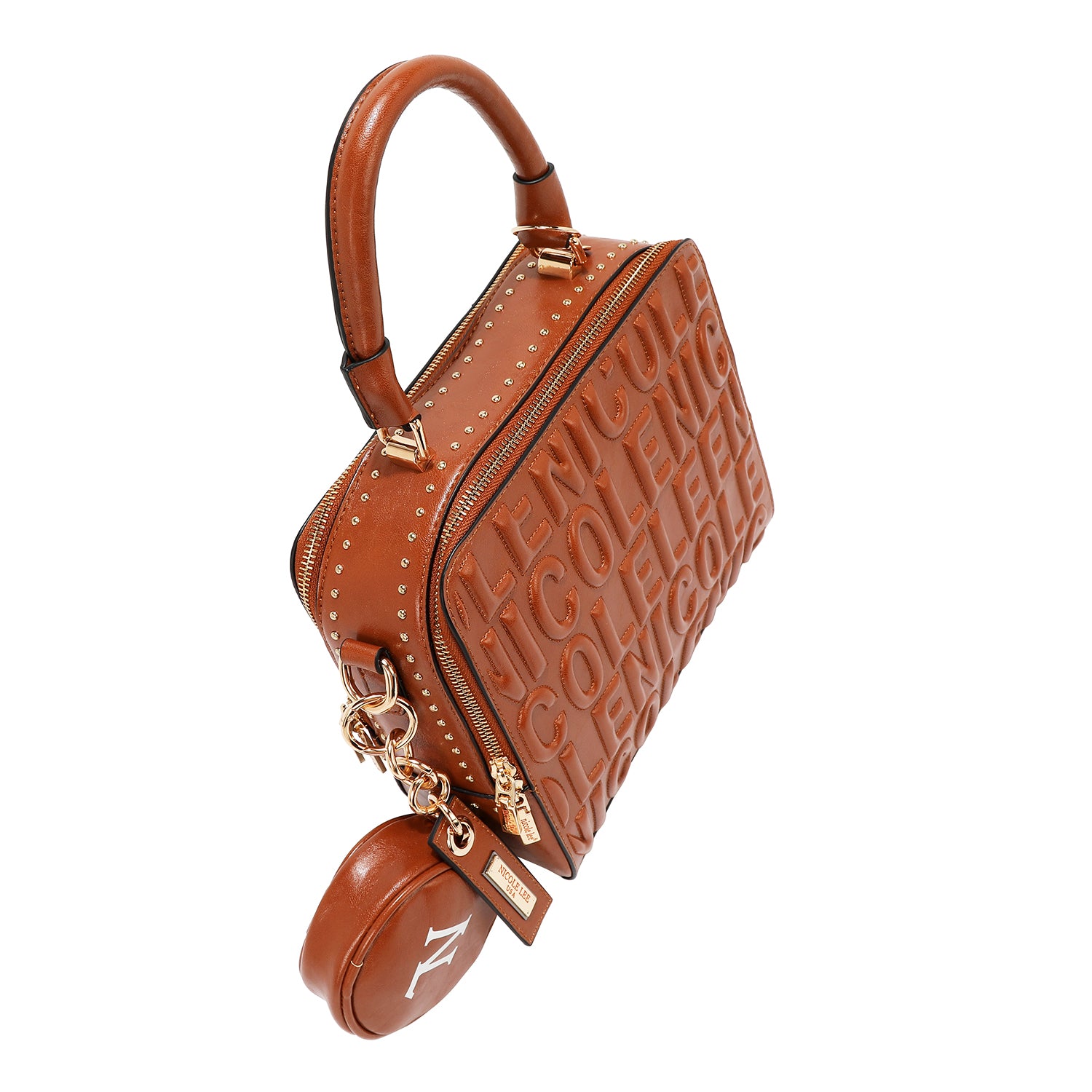 BORSA QUADRATA CON LOGO IN RILIEVO (MARRONE)