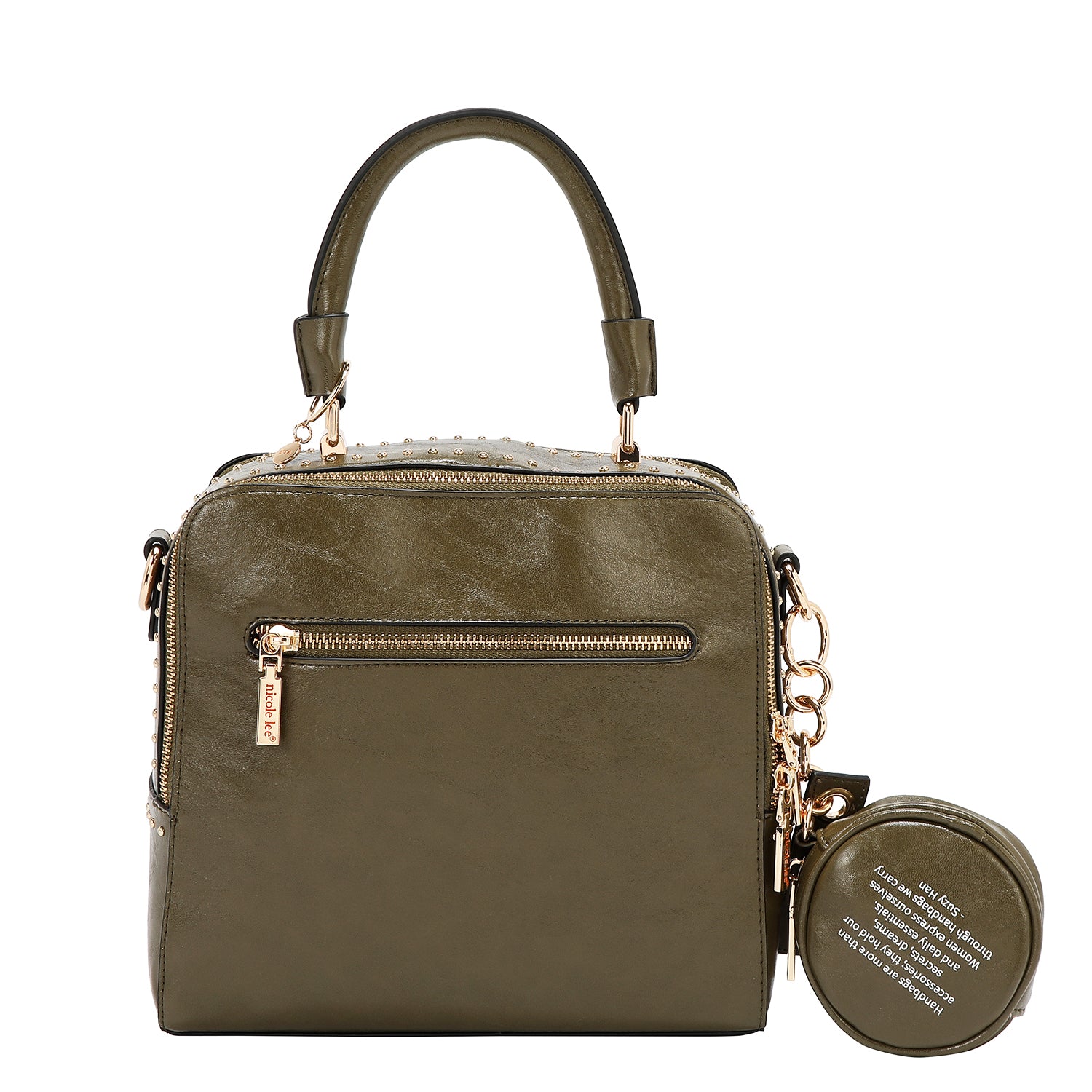 BORSA QUADRATA CON LOGO IN RILIEVO (OLIVA)