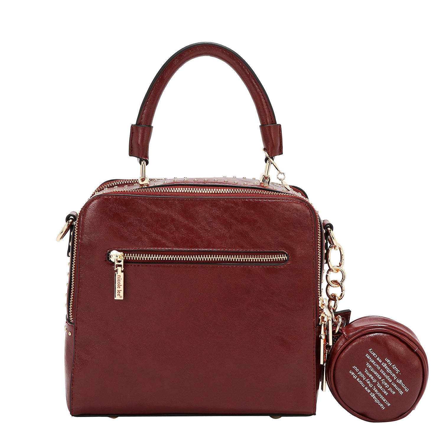 QUADRATISCHE HANDTASCHE MIT GEPRÄGTEM LOGO (WEIN)