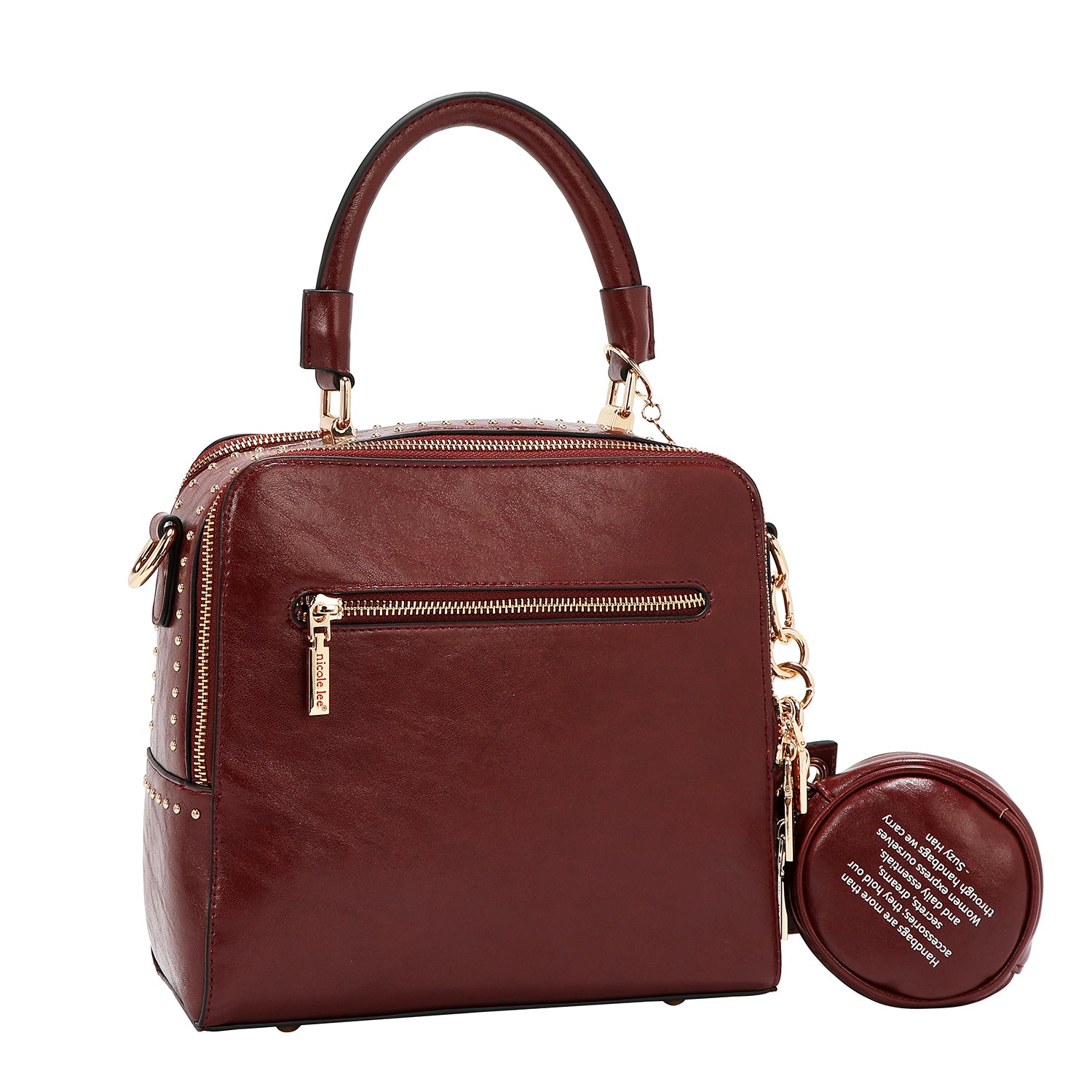 QUADRATISCHE HANDTASCHE MIT GEPRÄGTEM LOGO (WEIN)
