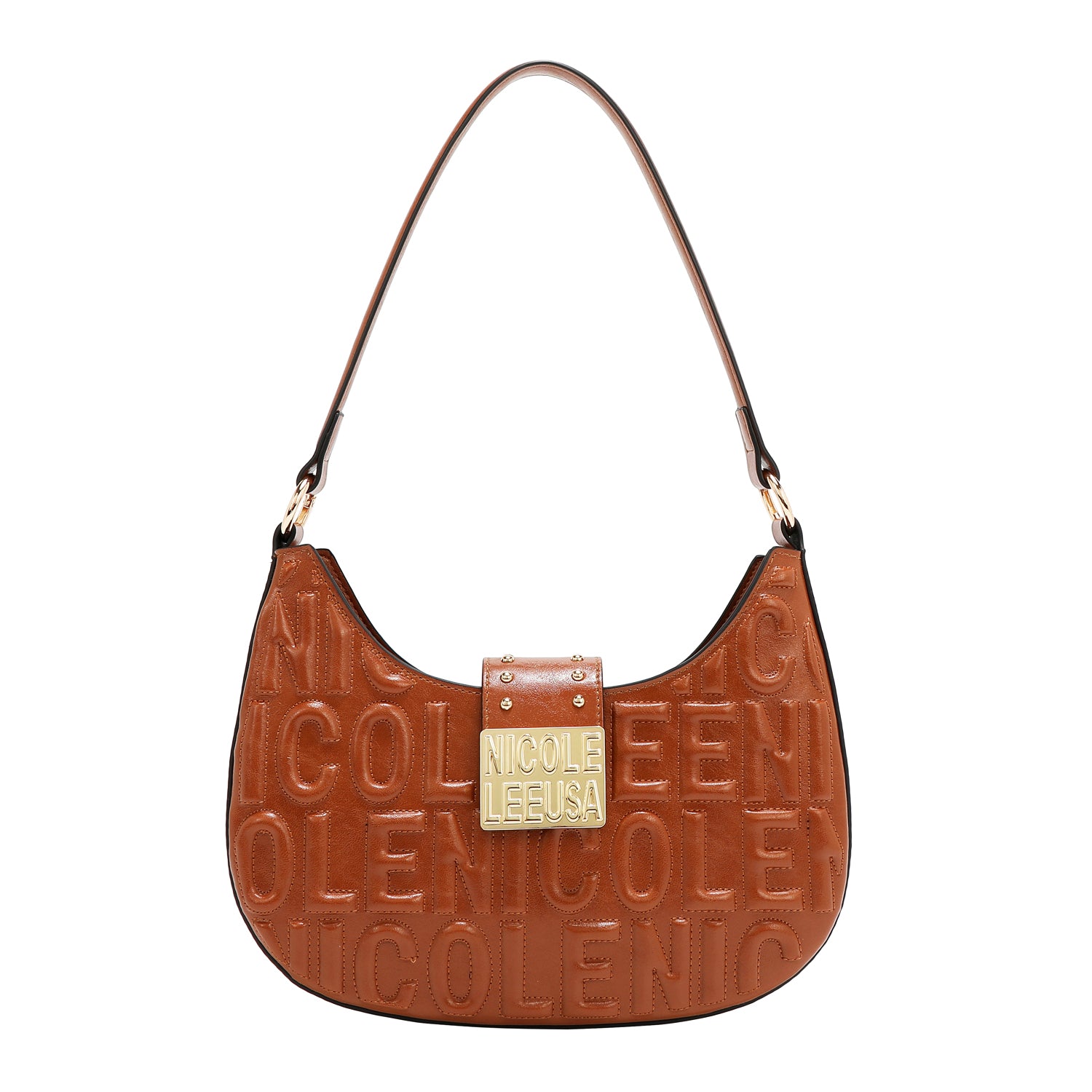 BORSA A TRACOLLA CON LOGO IN RILIEVO (MARRONE)