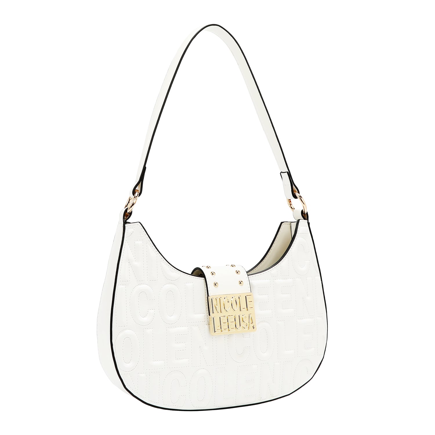 BORSA A TRACOLLA CON LOGO IN RILIEVO (BIANCO)