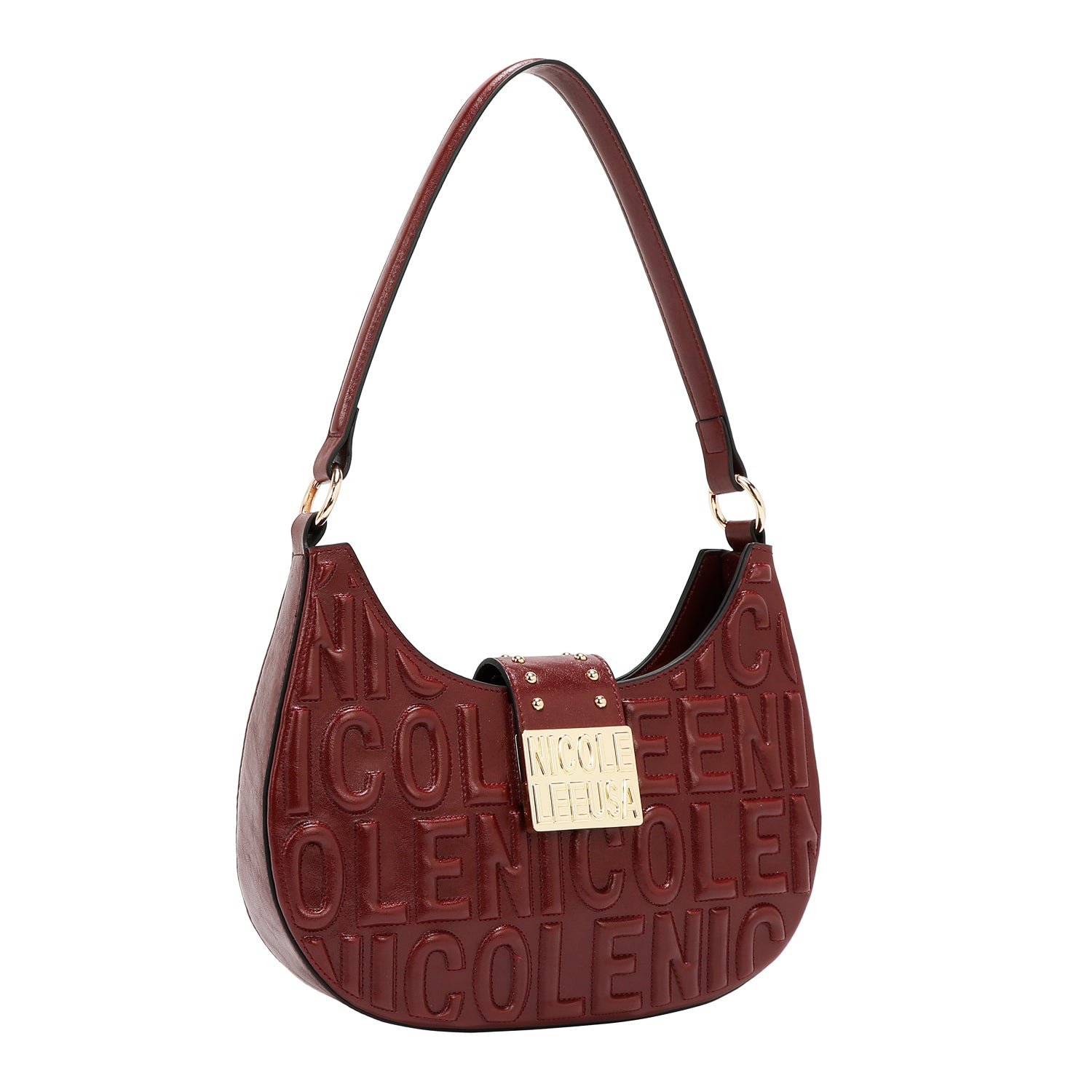 BOLSA DE OMBRO COM LOGOTIPO EM RELEVO (VINHO)