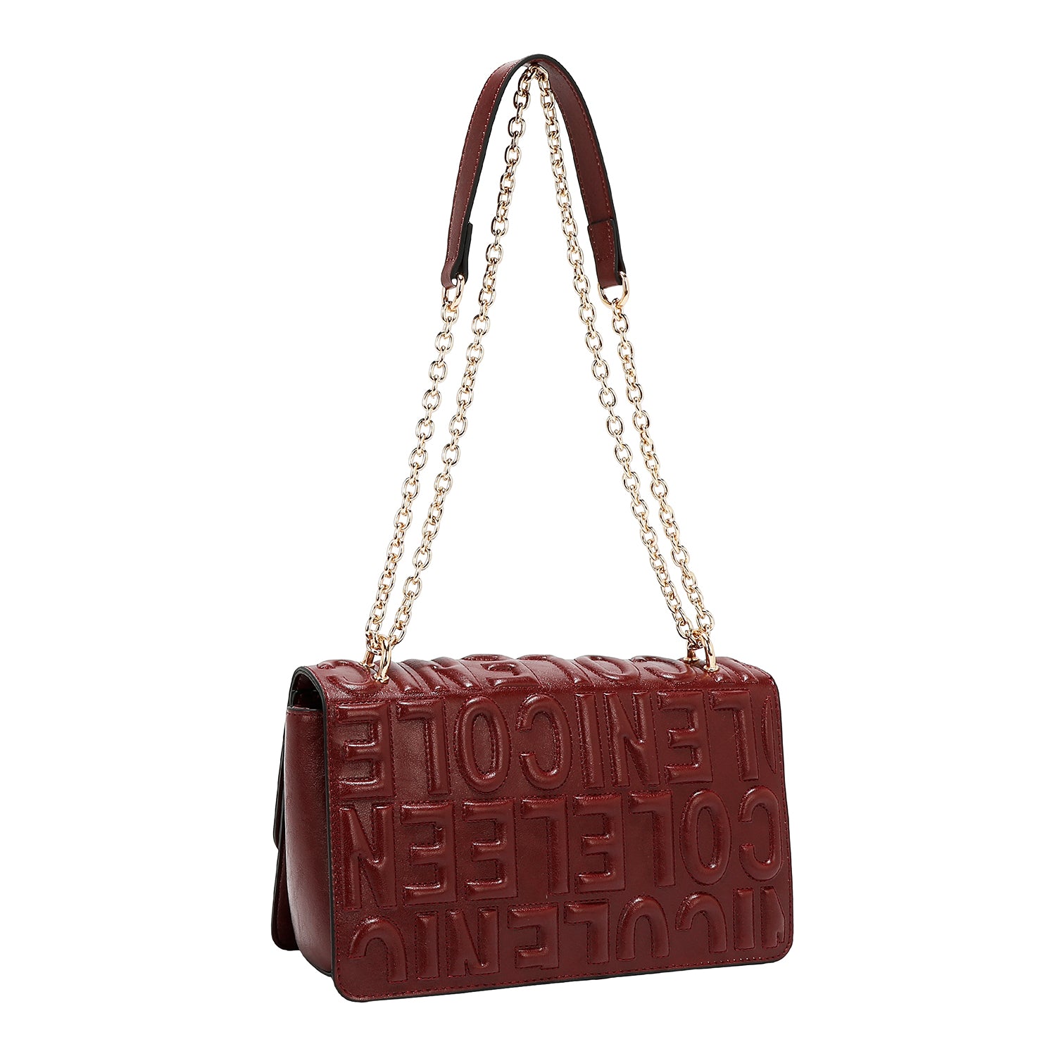BORSA A TRACOLLA CON CATENA E LOGO IN RILIEVO (WINE)