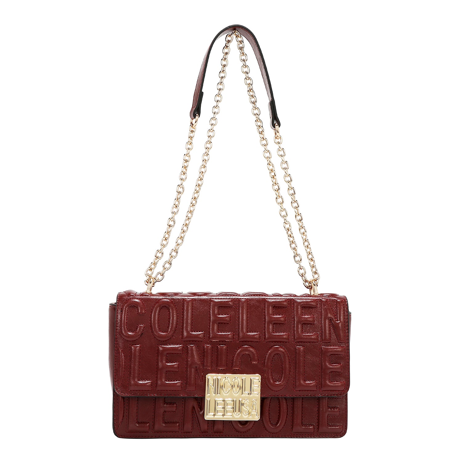BORSA A TRACOLLA CON CATENA E LOGO IN RILIEVO (WINE)