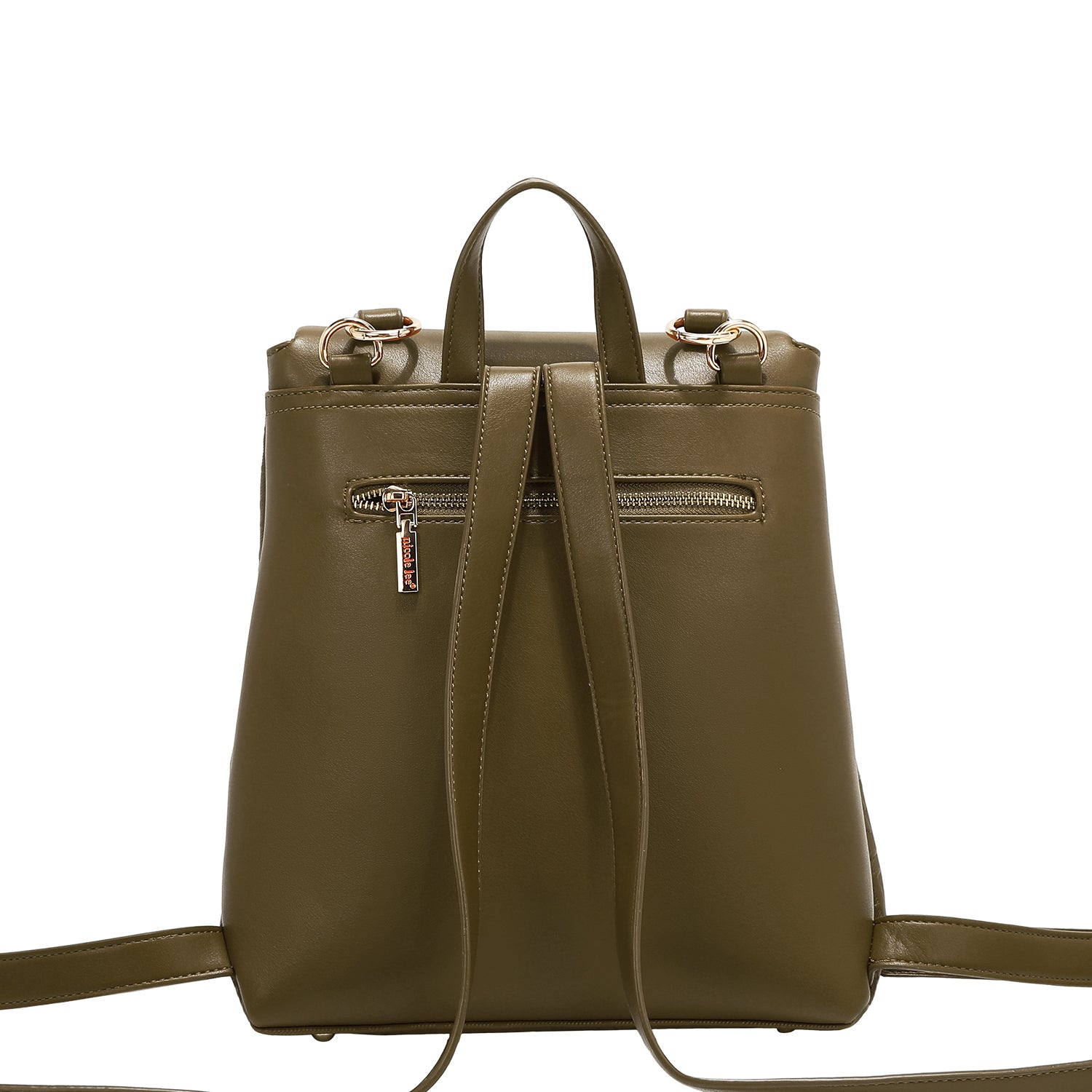 MOCHILA CON SOLAPA ELEGANCIA EN RELIEVE (OLIVA)