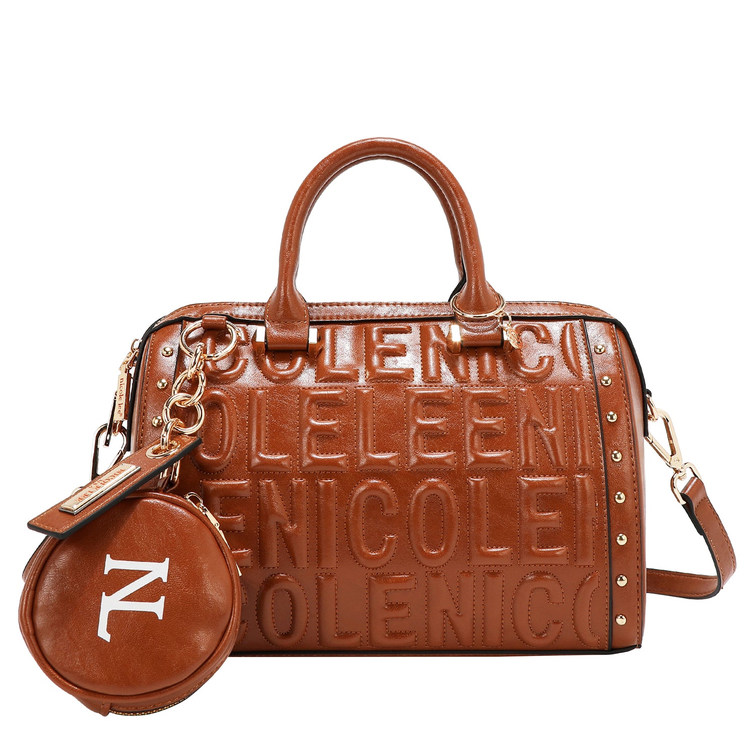 BOLSA BOSTON COM LOGOTIPO EM RELEVO (MARROM)